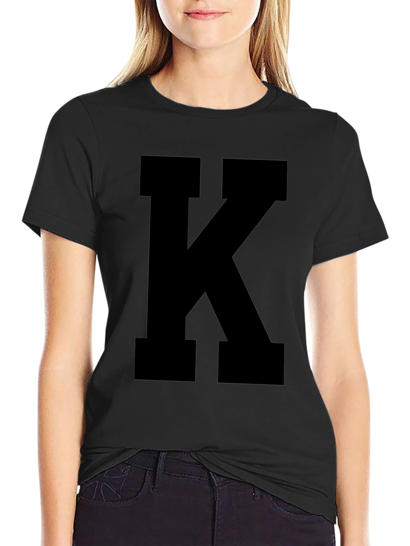 Bold Black K Graphic Tee - Classic Comfort