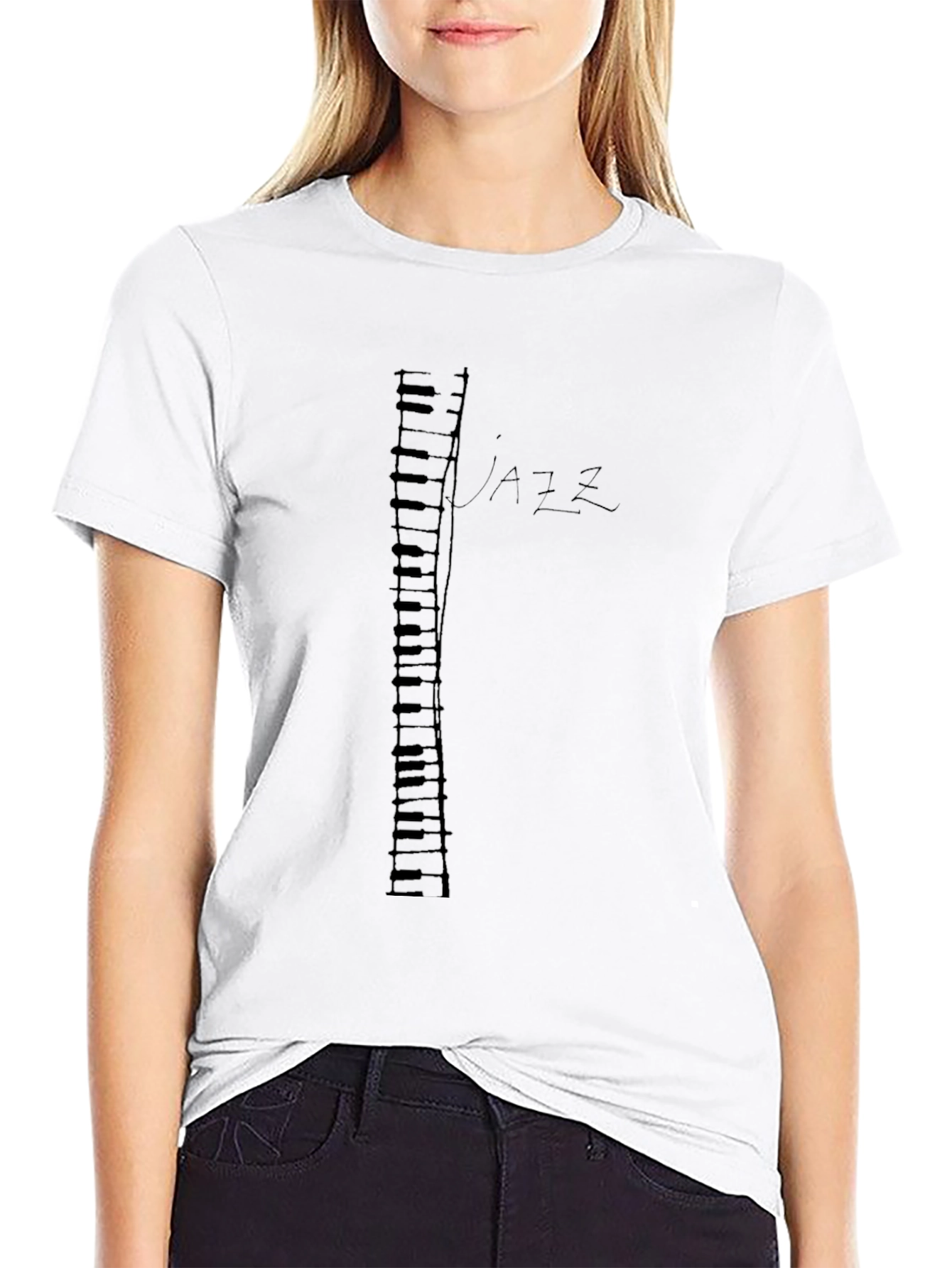 Jazz Piano Keys Graphic Black T-Shirt