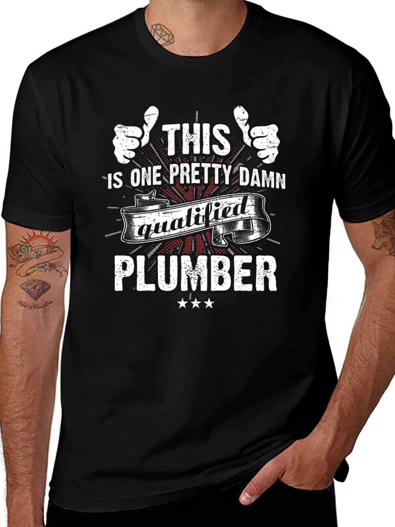 Qualified Plumber Graphic Tee - Black Cotton Blend
