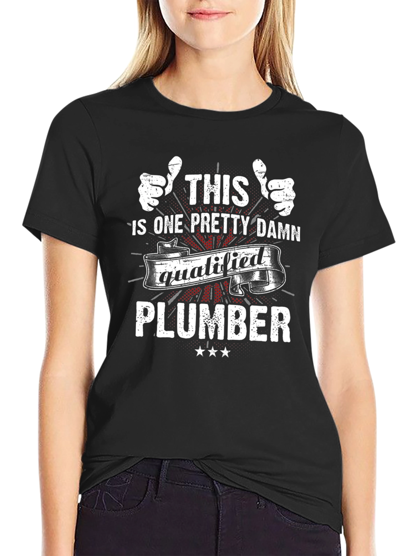 Qualified Plumber Graphic Tee - Black Cotton Blend