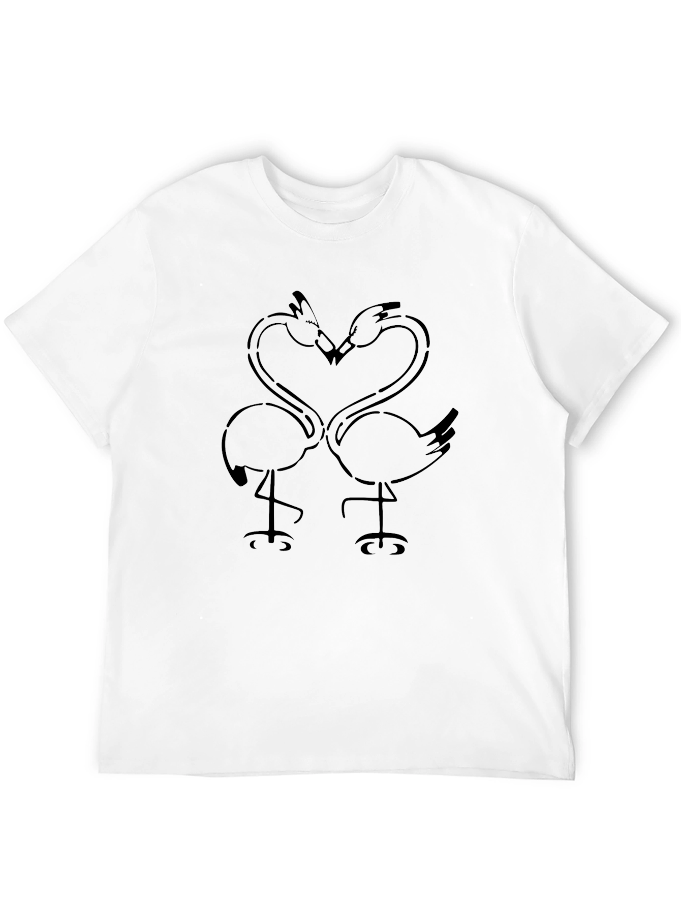 Black Flamingo Heart Graphic T-Shirt