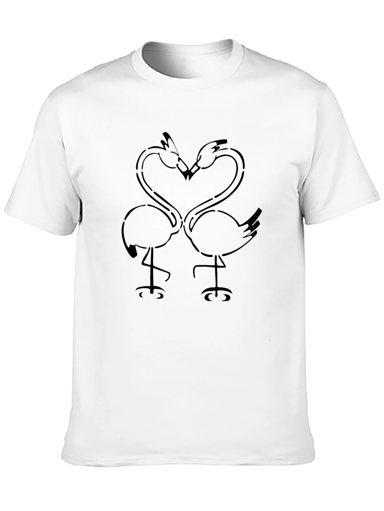 Black Flamingo Heart Graphic T-Shirt