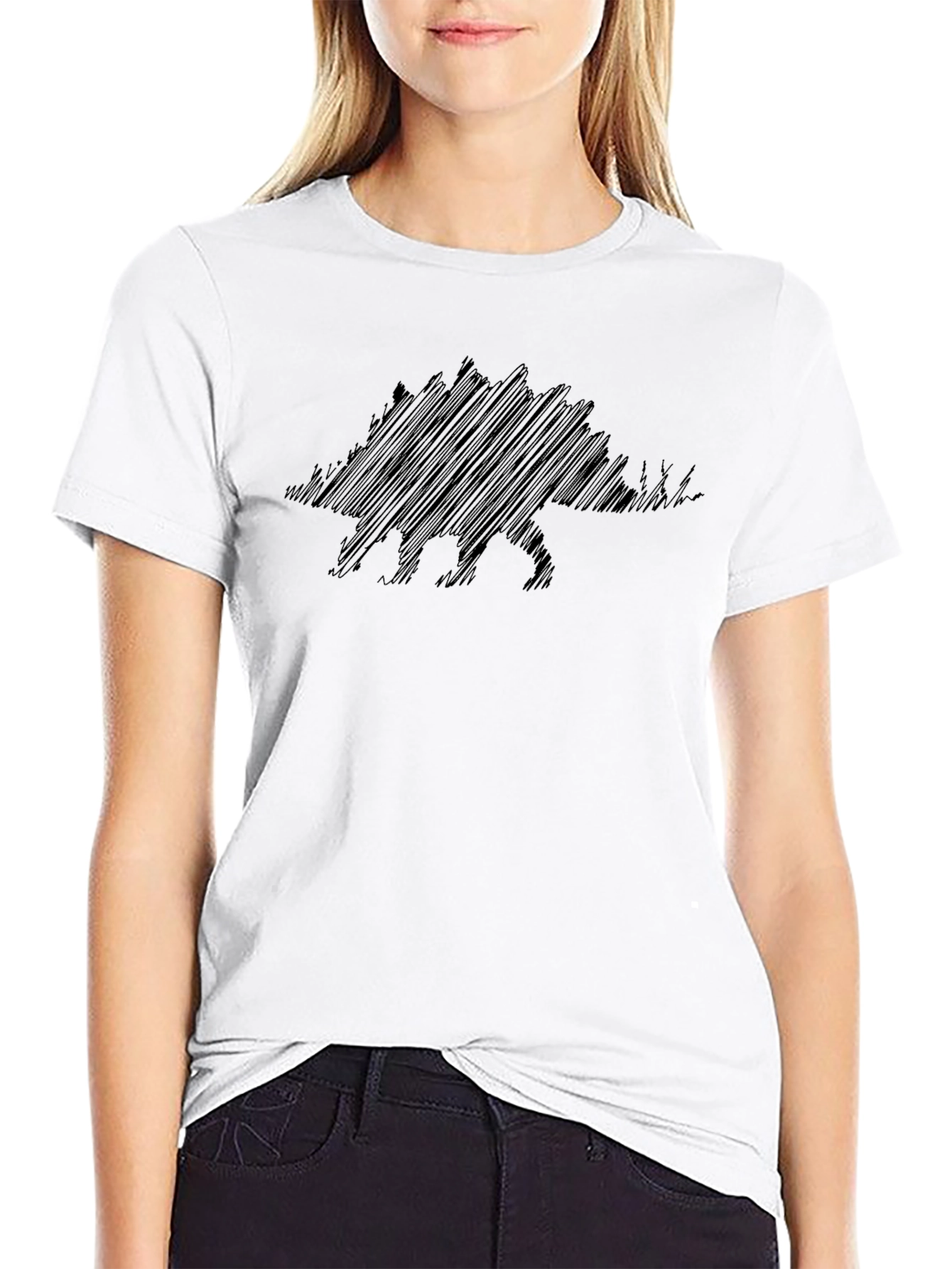 Dinosaur Sketch Mens Black T-Shirt