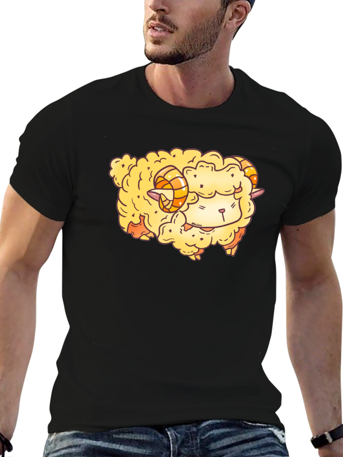 Cute Cartoon Sheep Graphic T-Shirt