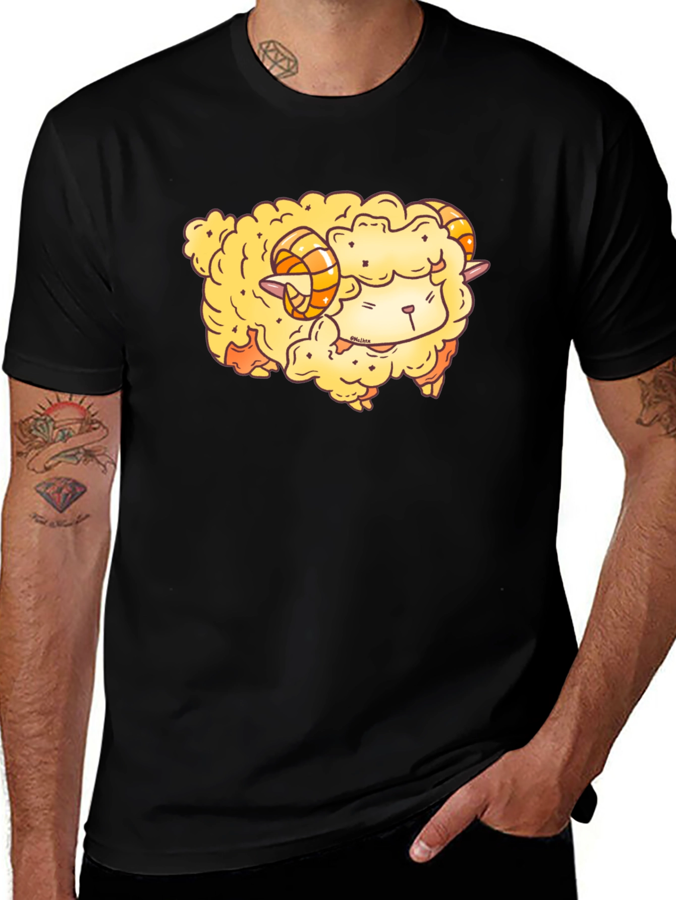 Cute Cartoon Sheep Graphic T-Shirt