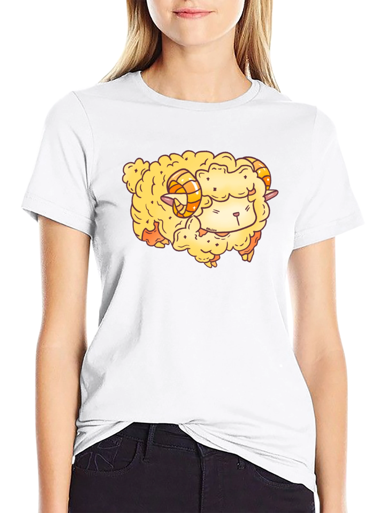 Cute Cartoon Sheep Graphic T-Shirt