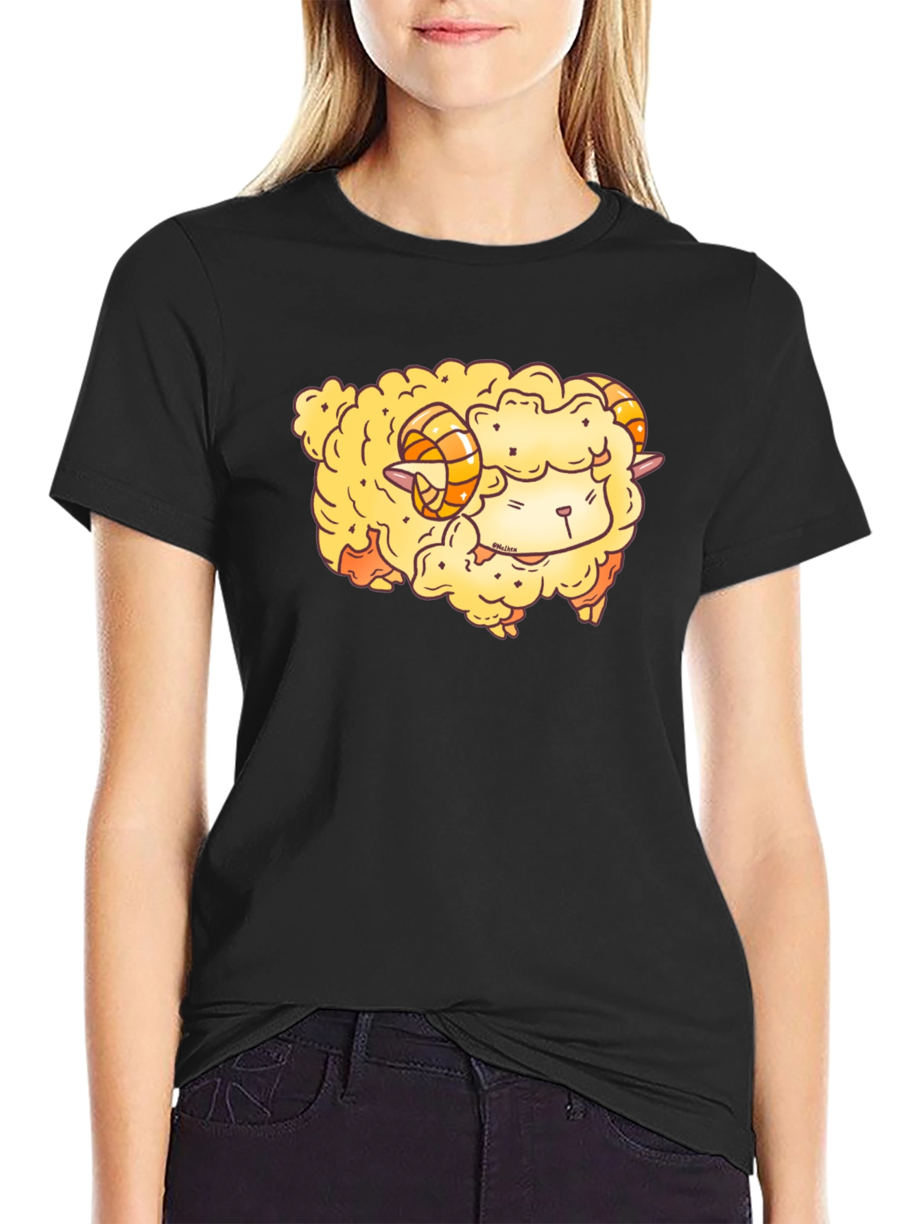 Cute Cartoon Sheep Graphic T-Shirt