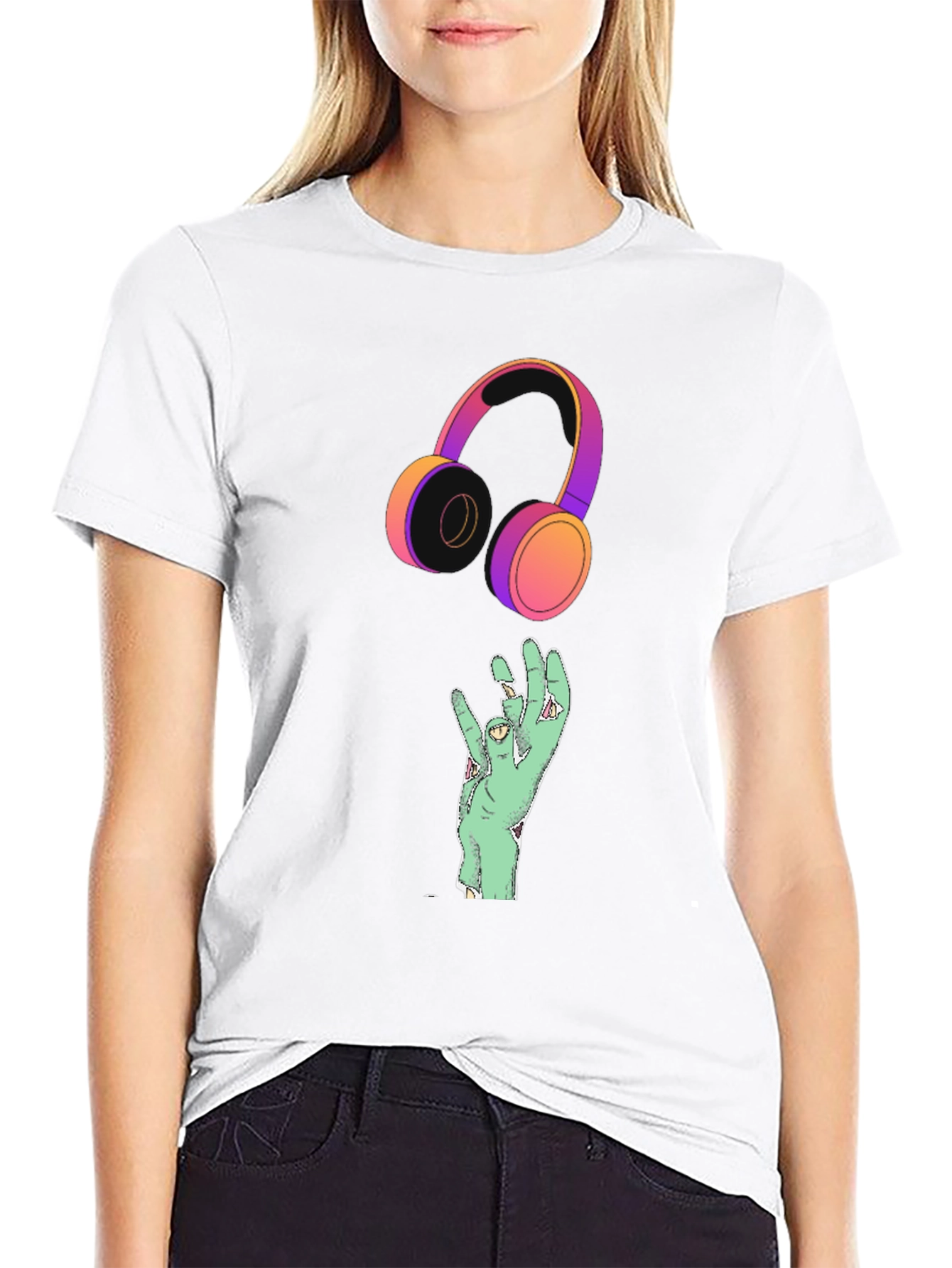 Zombie Hand Headphones Graphic Tee