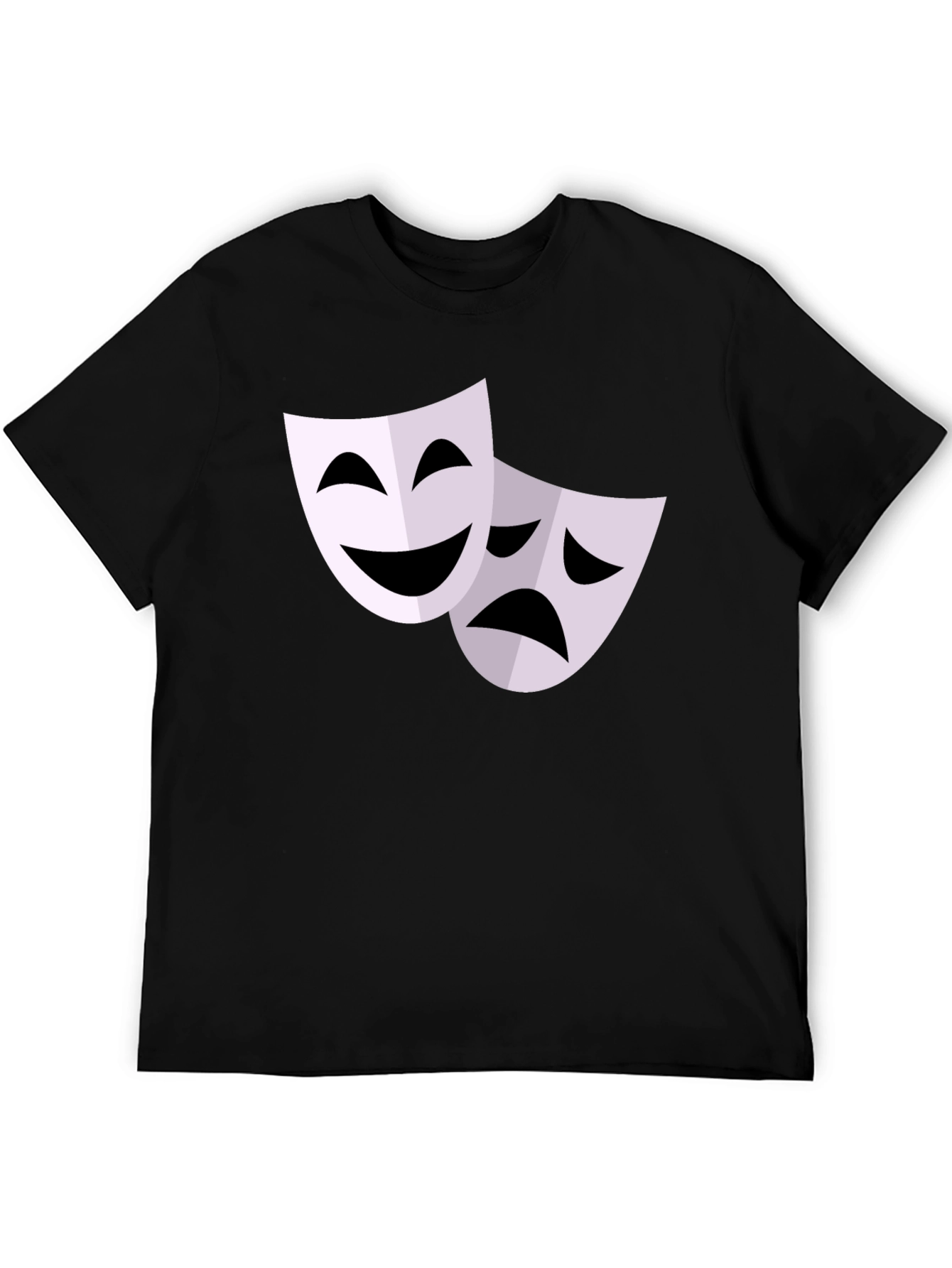 Comedy Tragedy Mask Graphic T-Shirt - Black