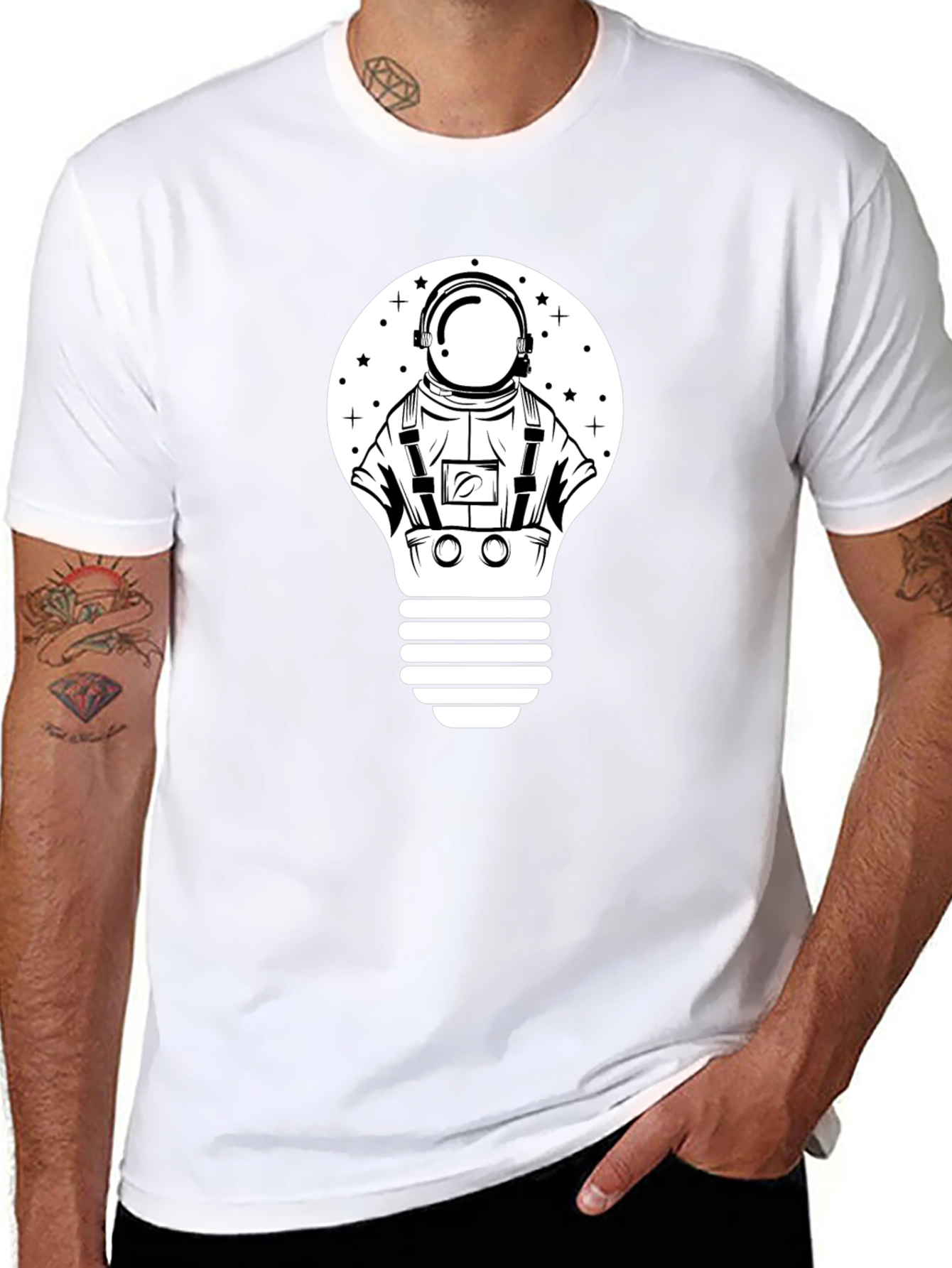 Astronaut Lightbulb Graphic Tee - Black