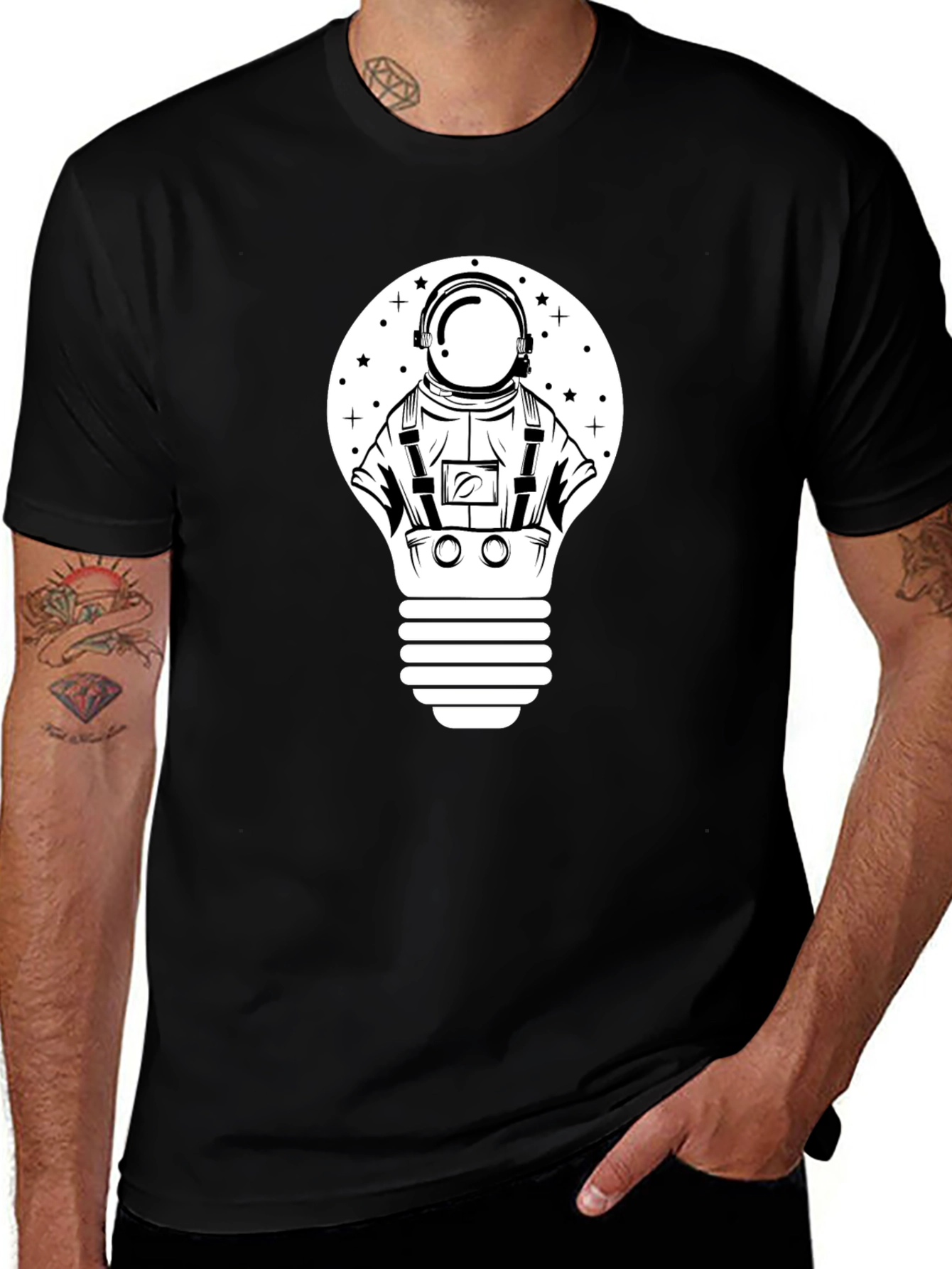 Astronaut Lightbulb Graphic Tee - Black