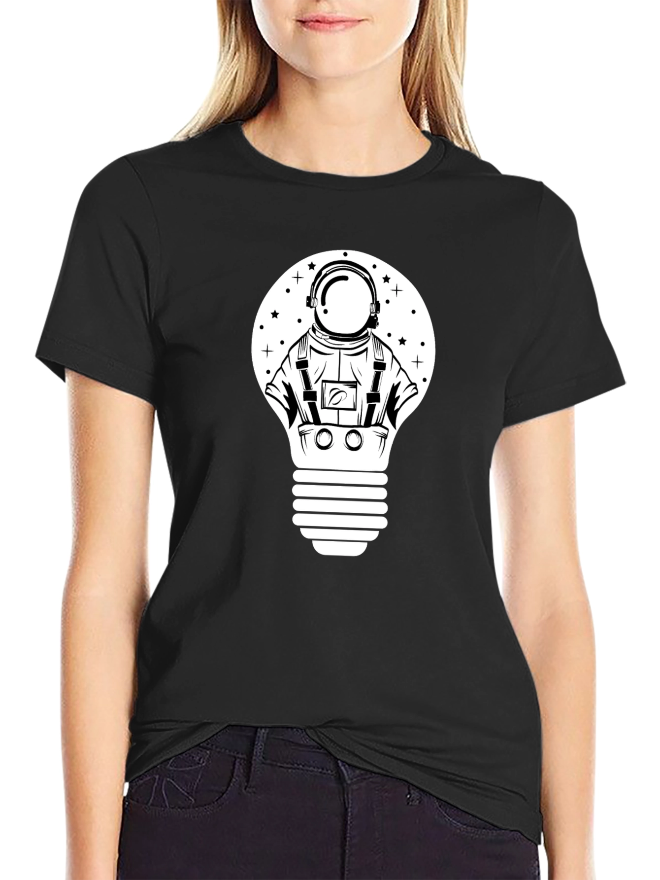 Astronaut Lightbulb Graphic Tee - Black