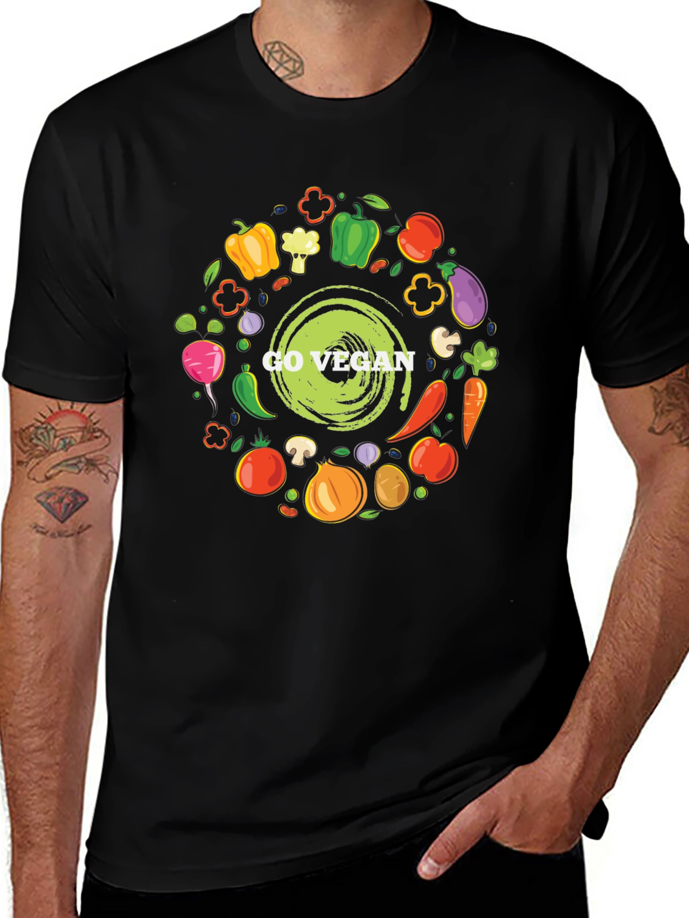 Go Vegan T-Shirt - Black Graphic Tee