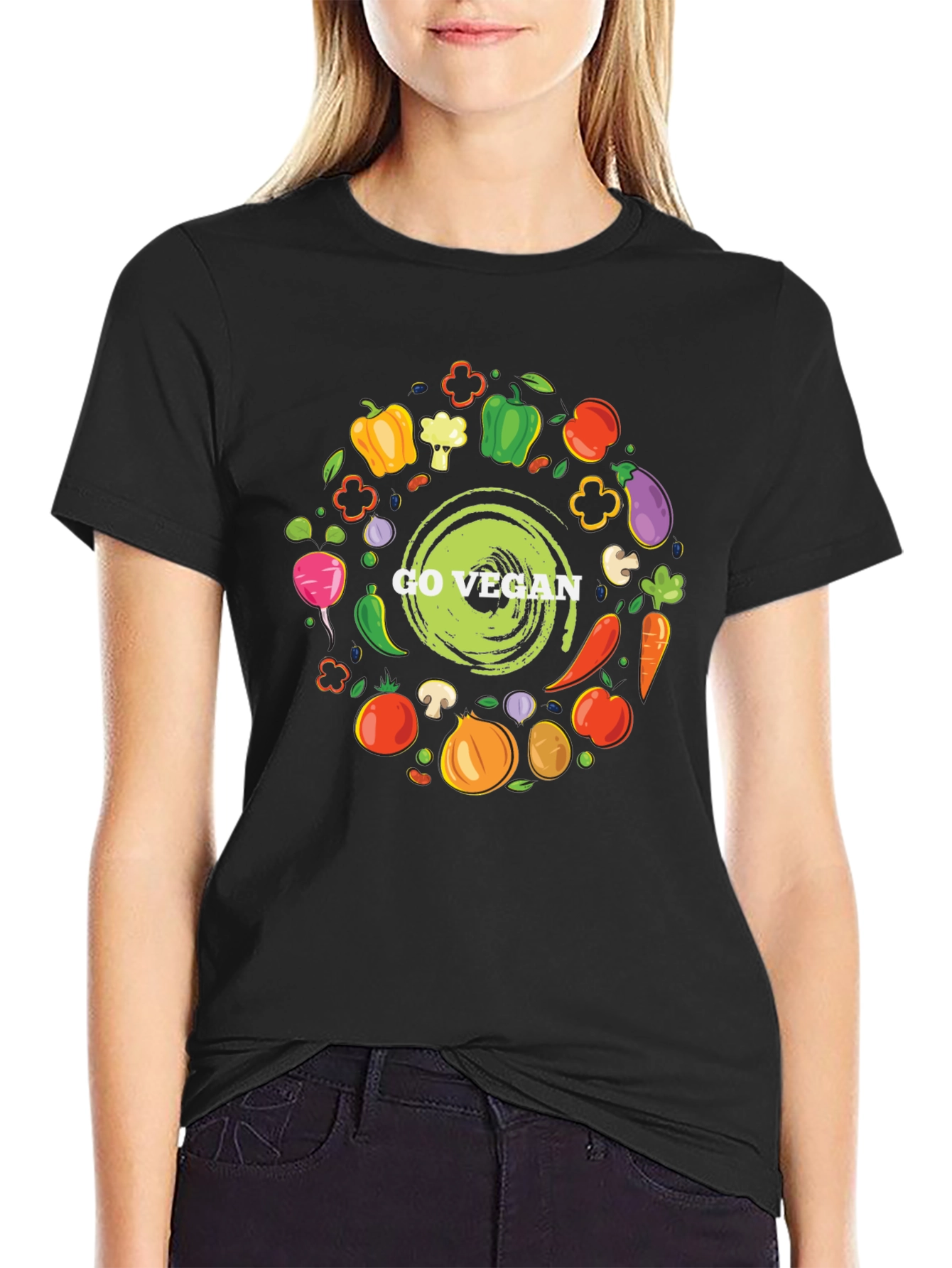 Go Vegan T-Shirt - Black Graphic Tee