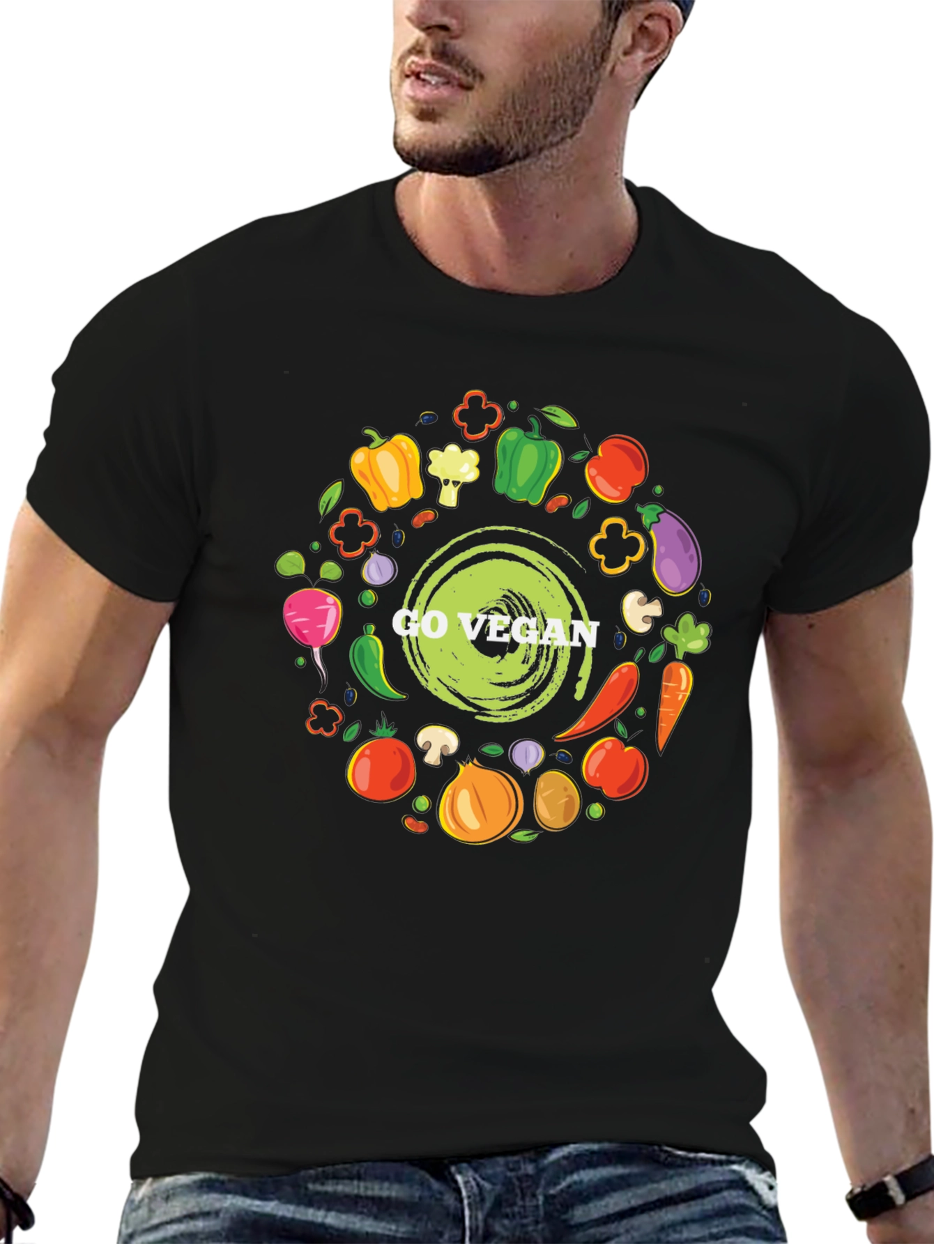 Go Vegan T-Shirt - Black Graphic Tee