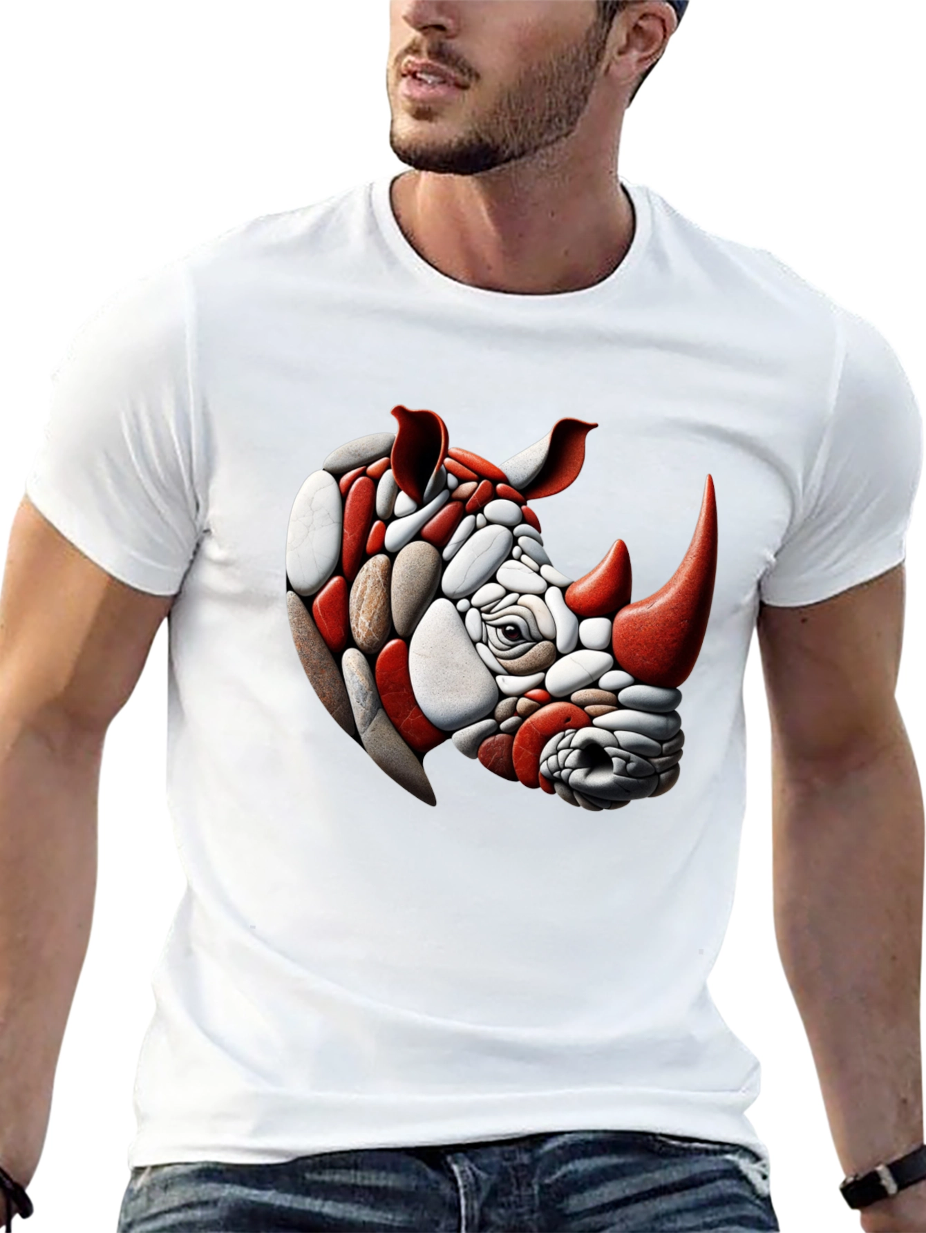 Rhinoceros Stone Art T-Shirt