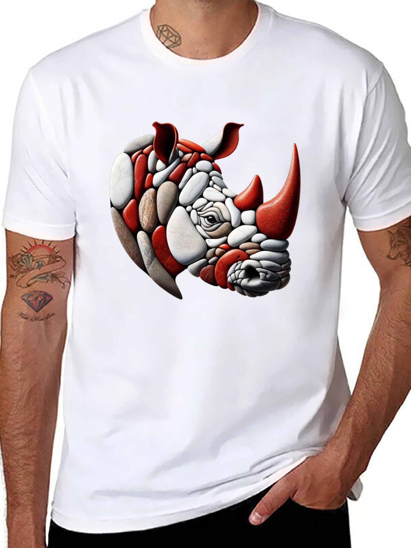 Rhinoceros Stone Art T-Shirt