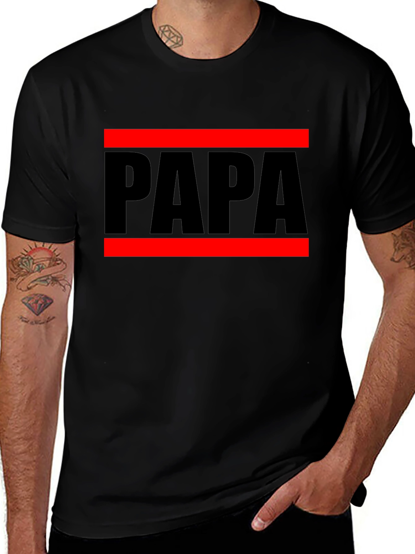 Papa Graphic Tee - Mens Black Cotton T-Shirt