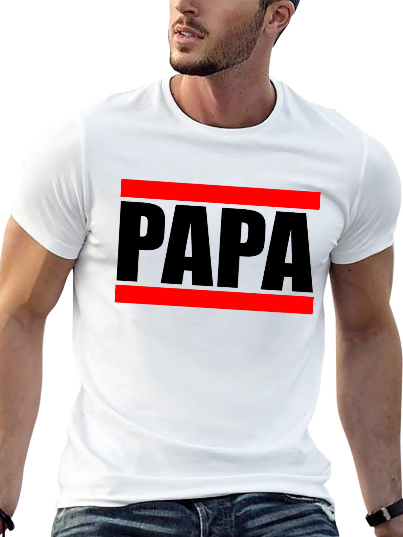 Papa Graphic Tee - Mens Black Cotton T-Shirt