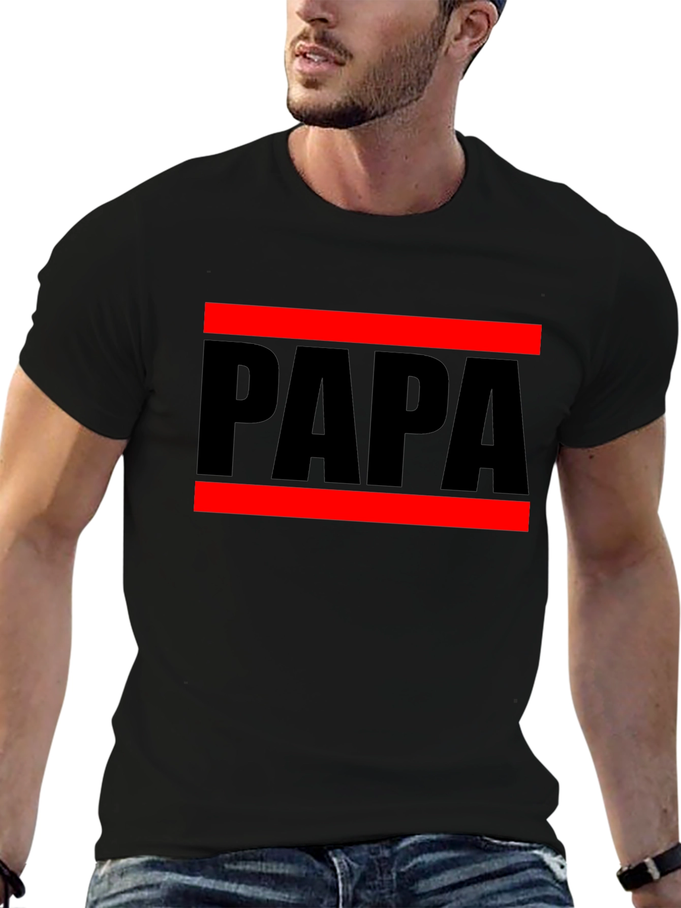 Papa Graphic Tee - Mens Black Cotton T-Shirt