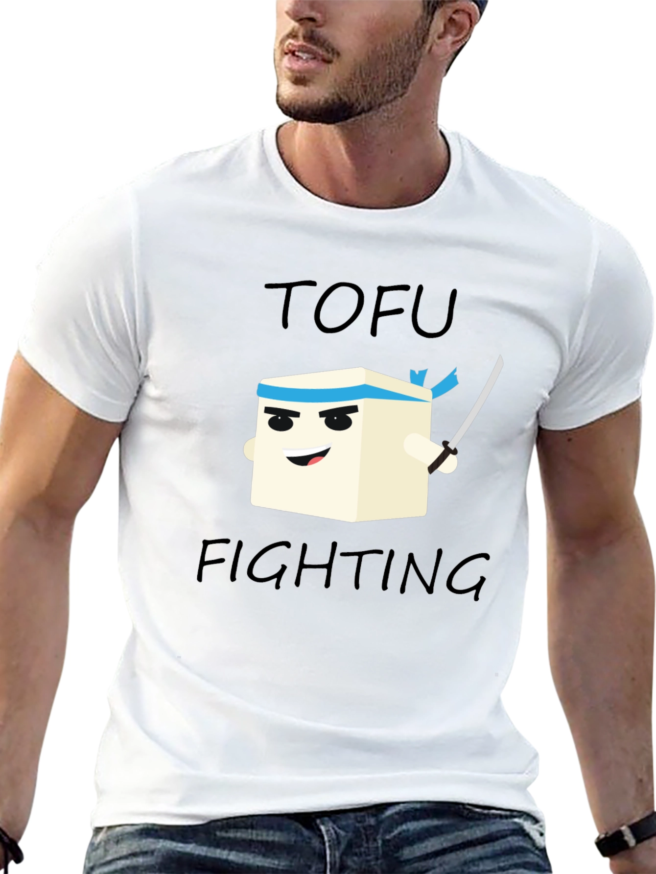 Tofu Fighting Graphic T-Shirt - Black