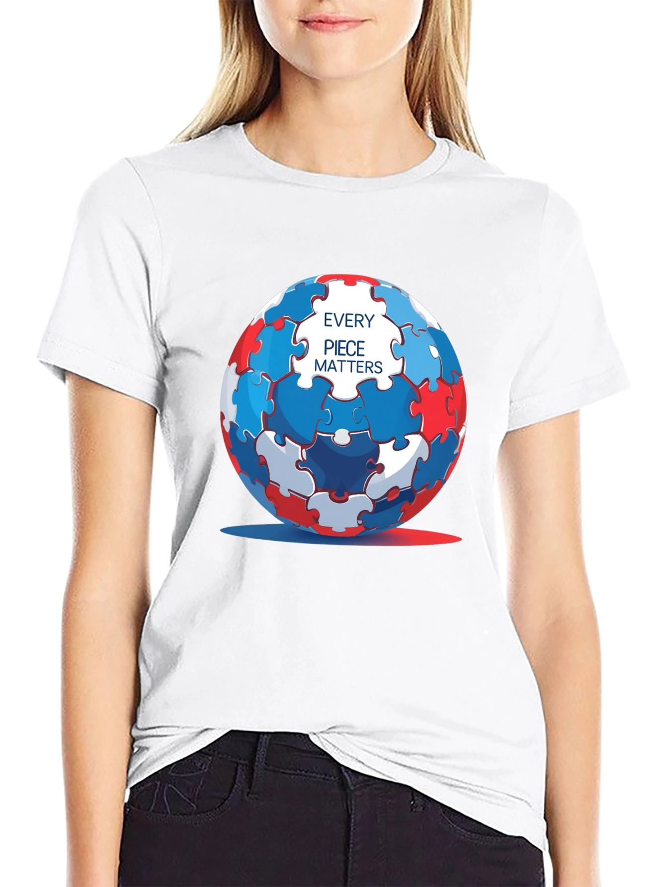 Autism Awareness Puzzle Sphere T-Shirt - Every Piece Matters