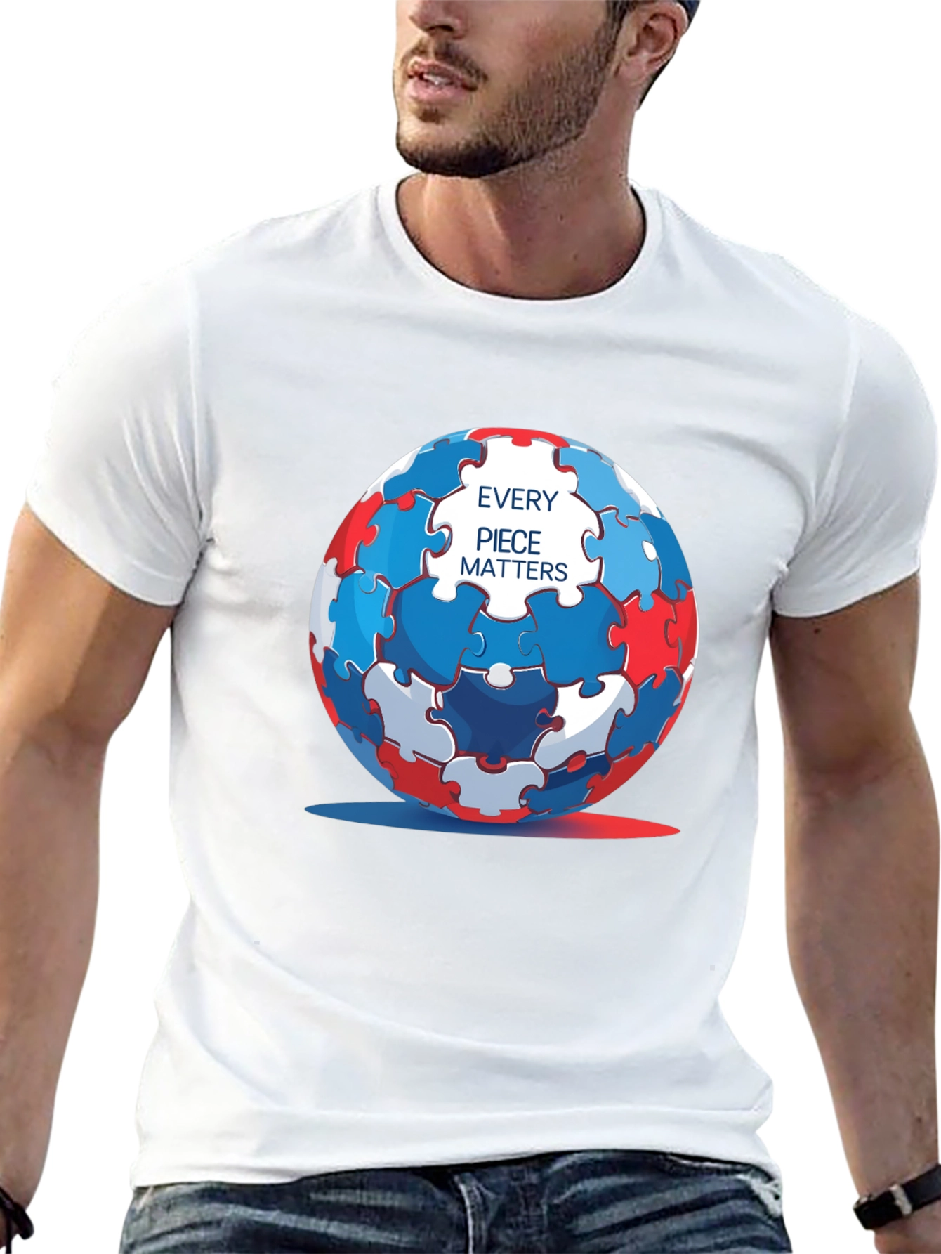 Autism Awareness Puzzle Sphere T-Shirt - Every Piece Matters