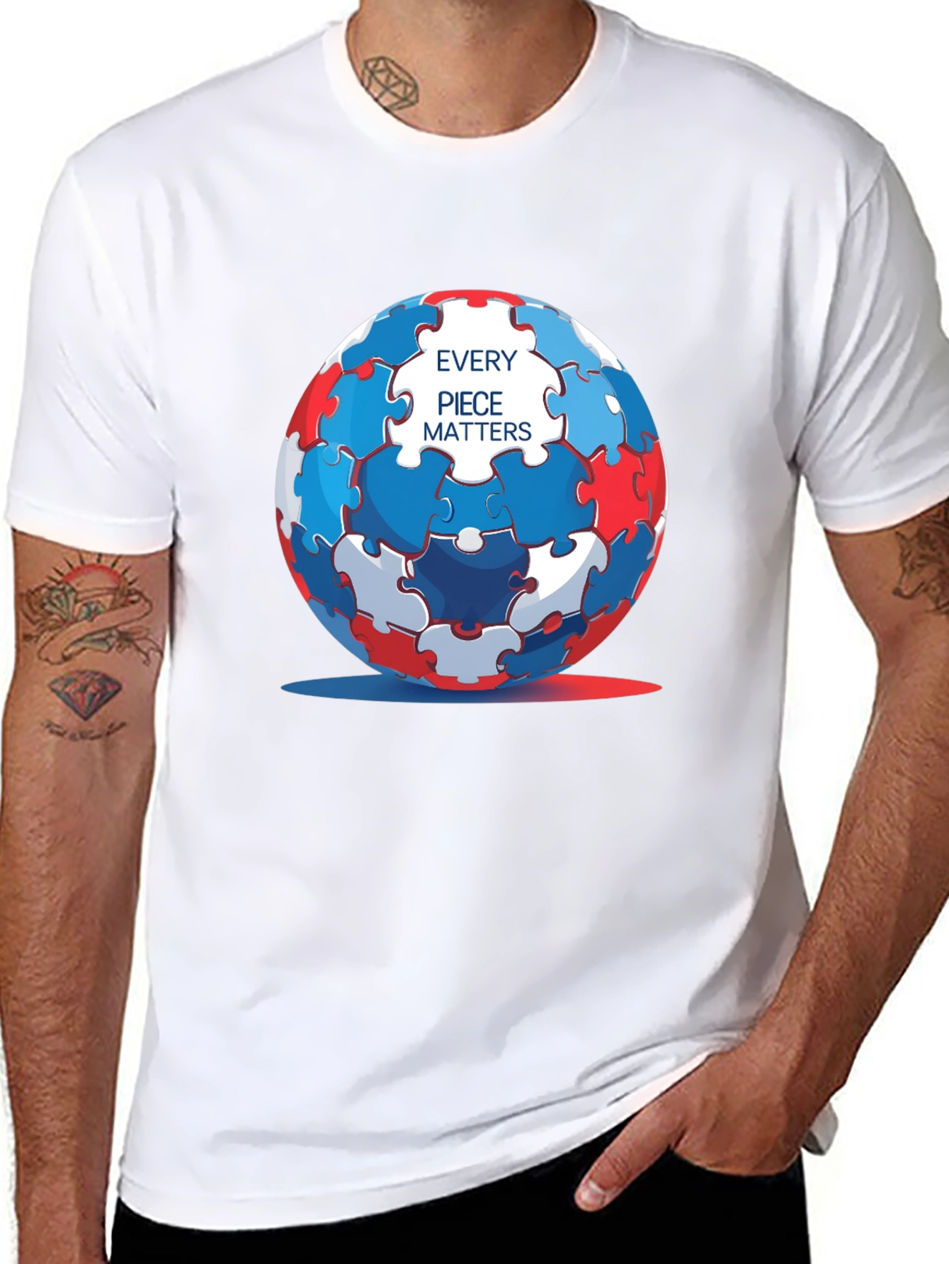 Autism Awareness Puzzle Sphere T-Shirt - Every Piece Matters