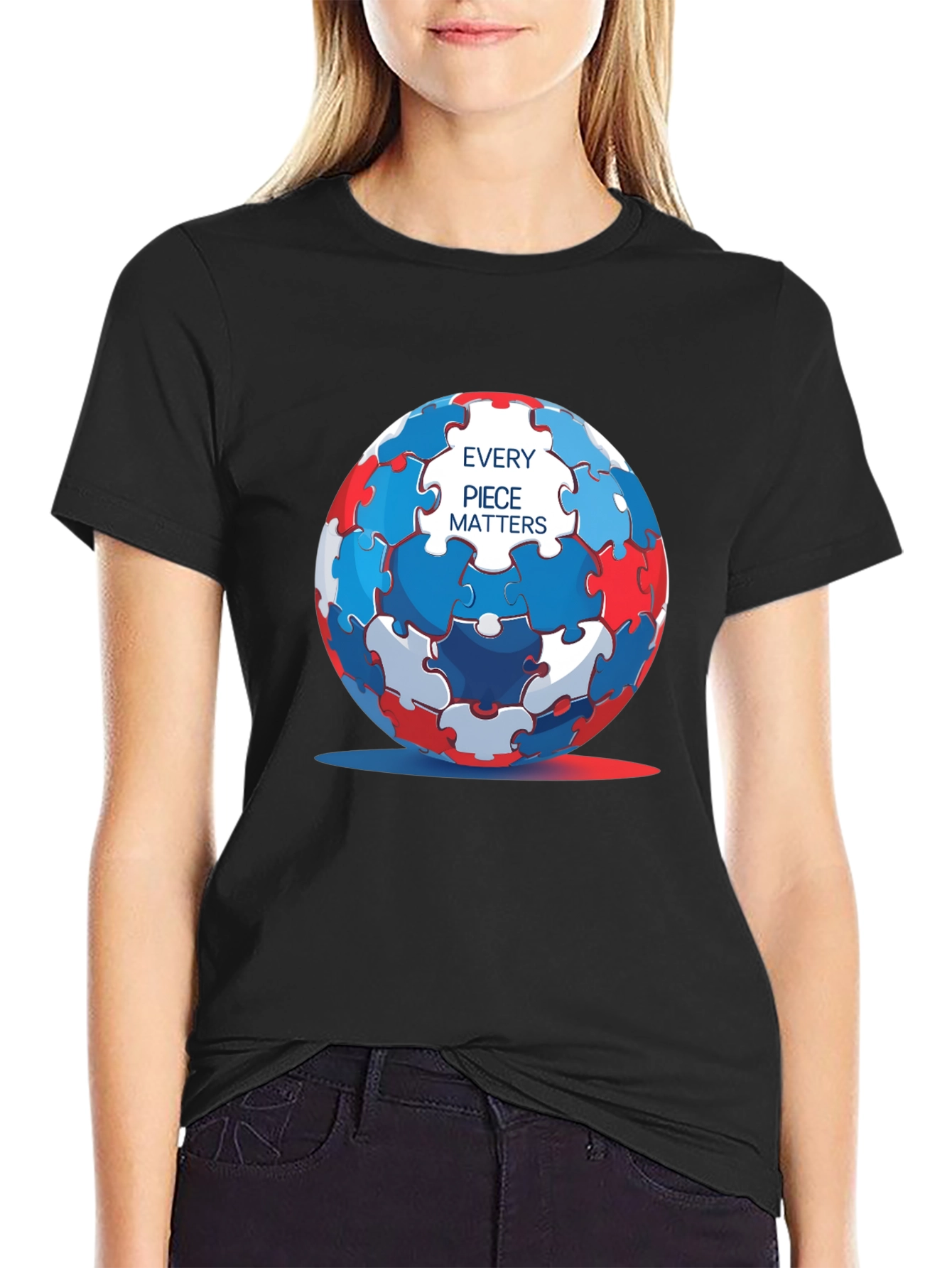 Autism Awareness Puzzle Sphere T-Shirt - Every Piece Matters
