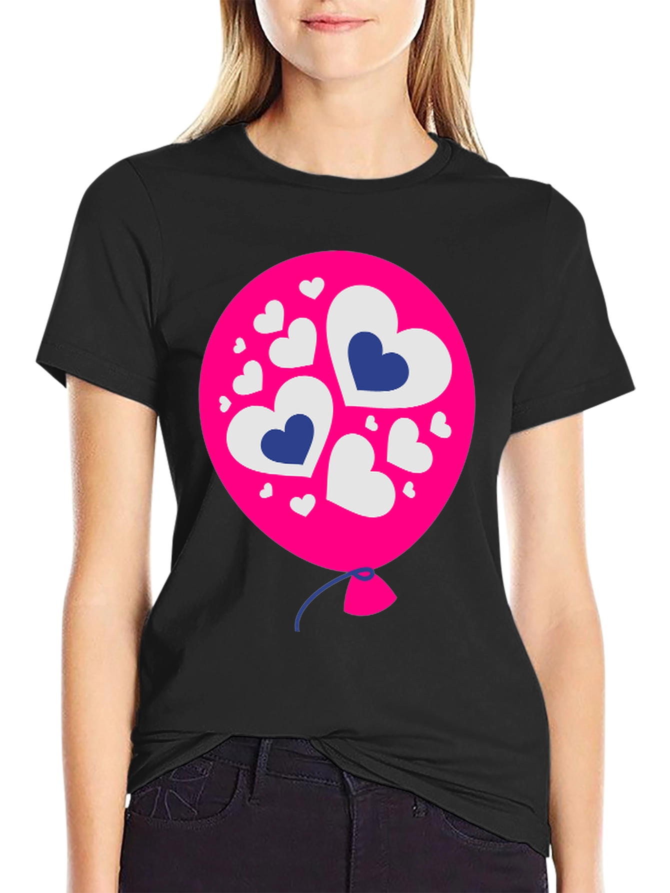 Heart Balloon Graphic Tee - Black