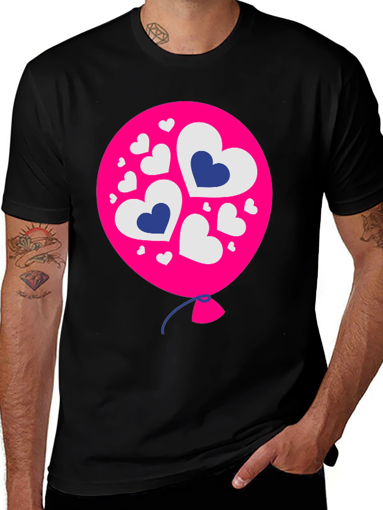 Heart Balloon Graphic Tee - Black