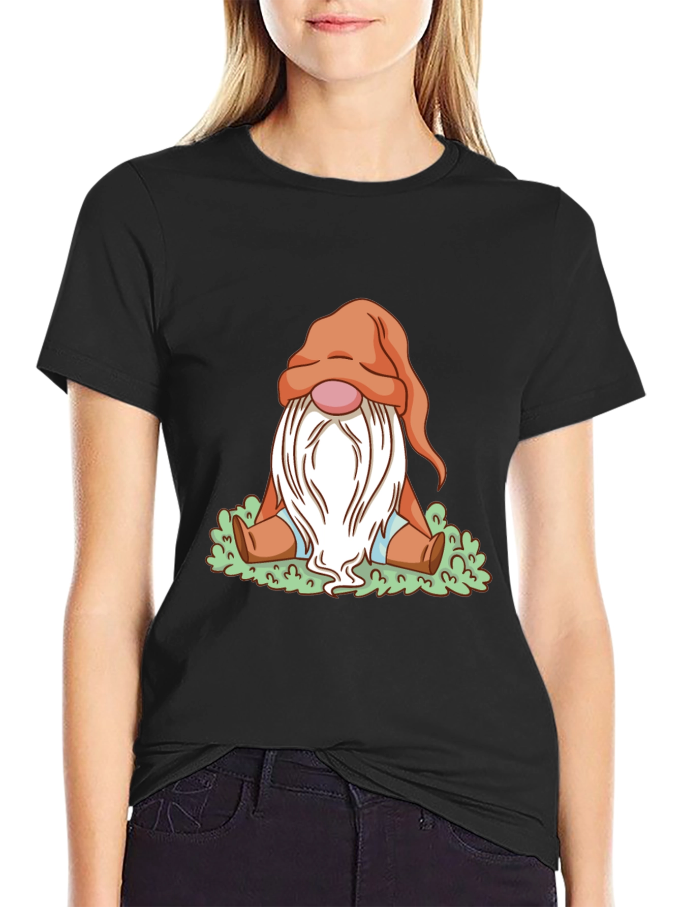 Cute Gnome Graphic Tee - Black Unisex T-Shirt