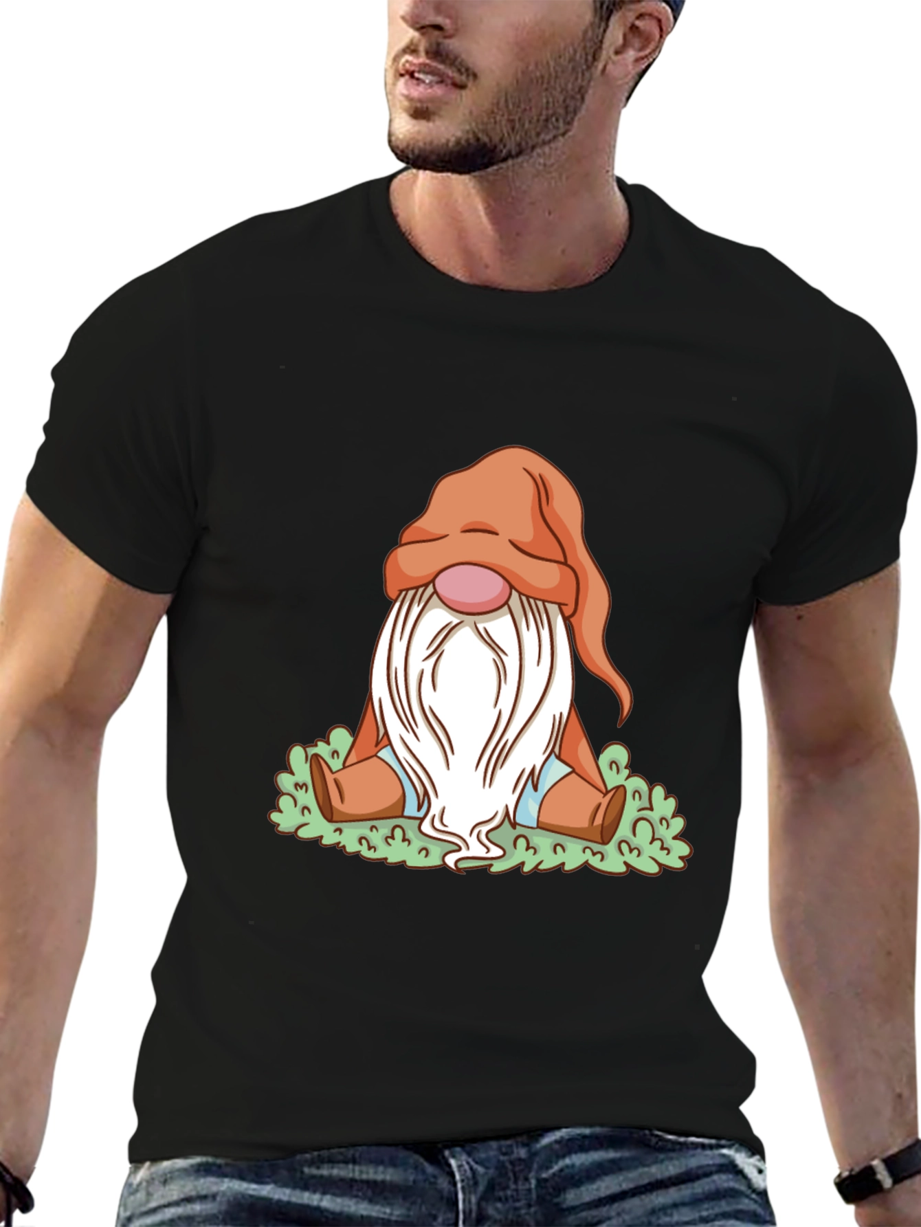 Cute Gnome Graphic Tee - Black Unisex T-Shirt