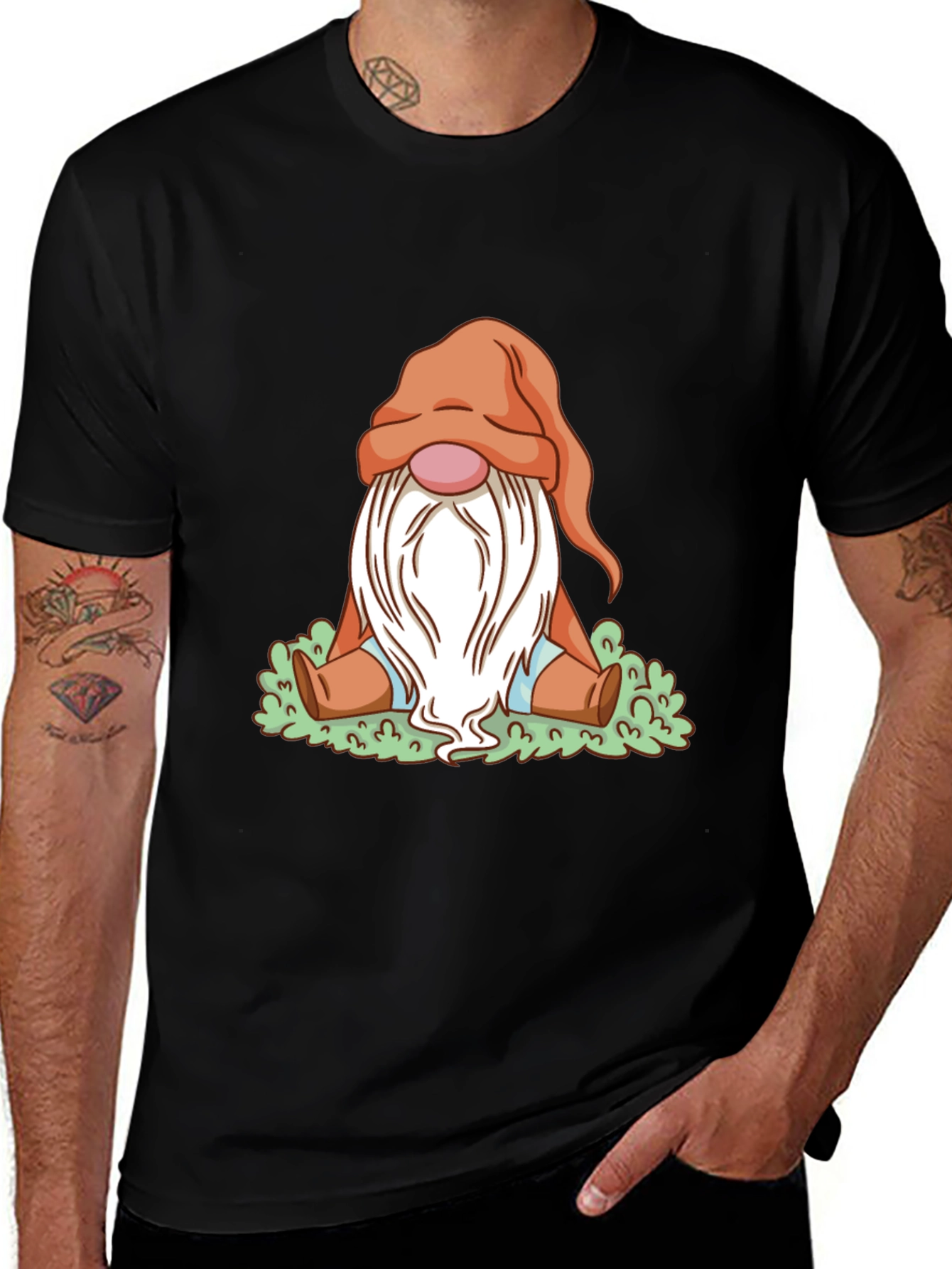 Cute Gnome Graphic Tee - Black Unisex T-Shirt