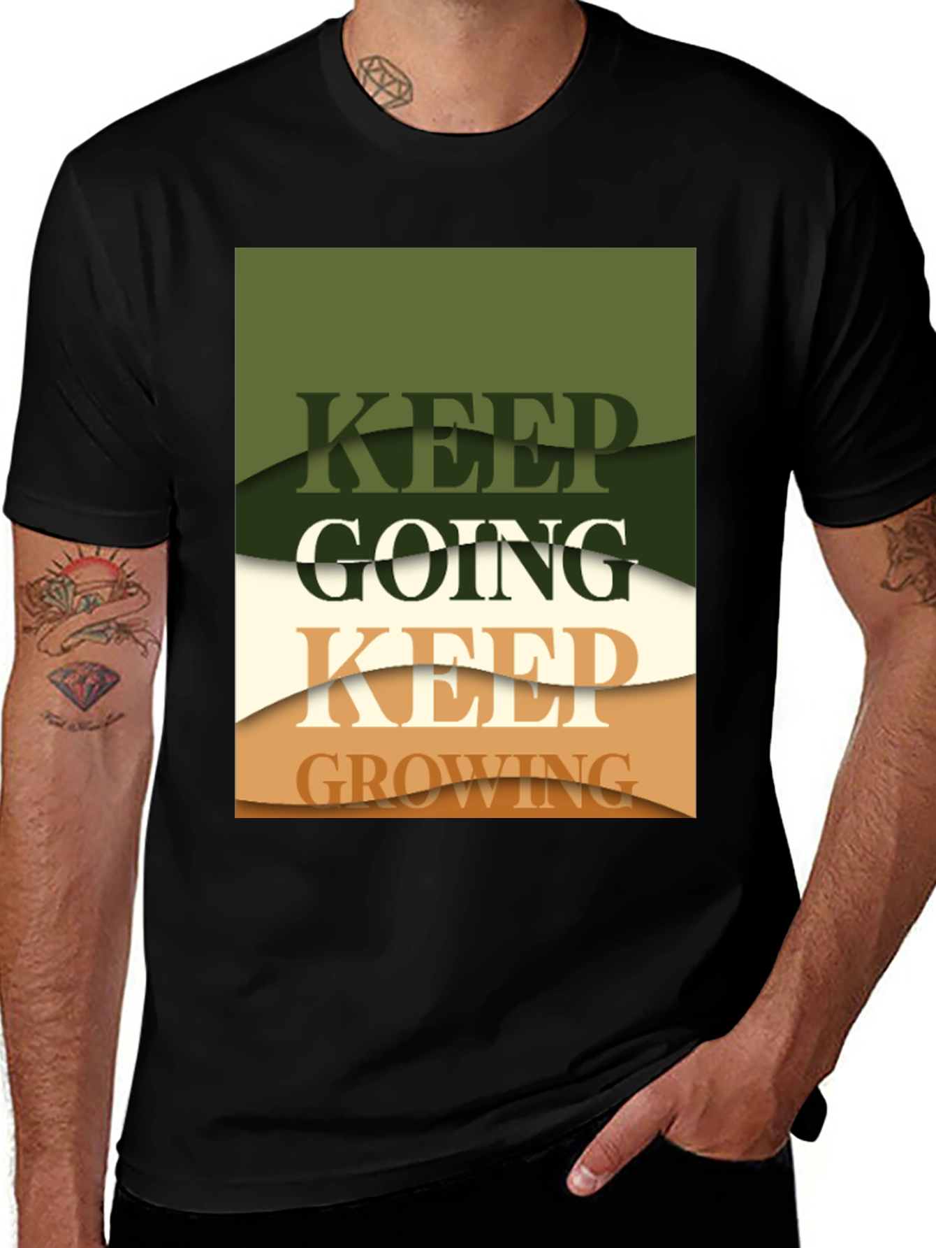 Keep Going Keep Growing Black Graphic Tee