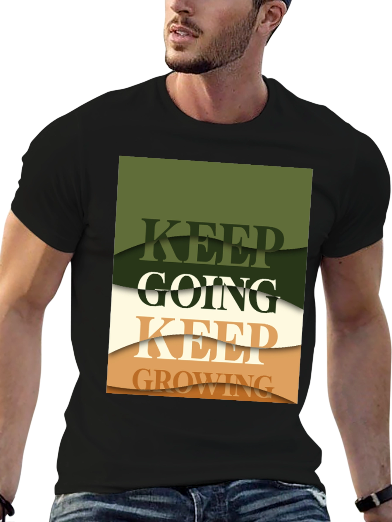 Keep Going Keep Growing Black Graphic Tee