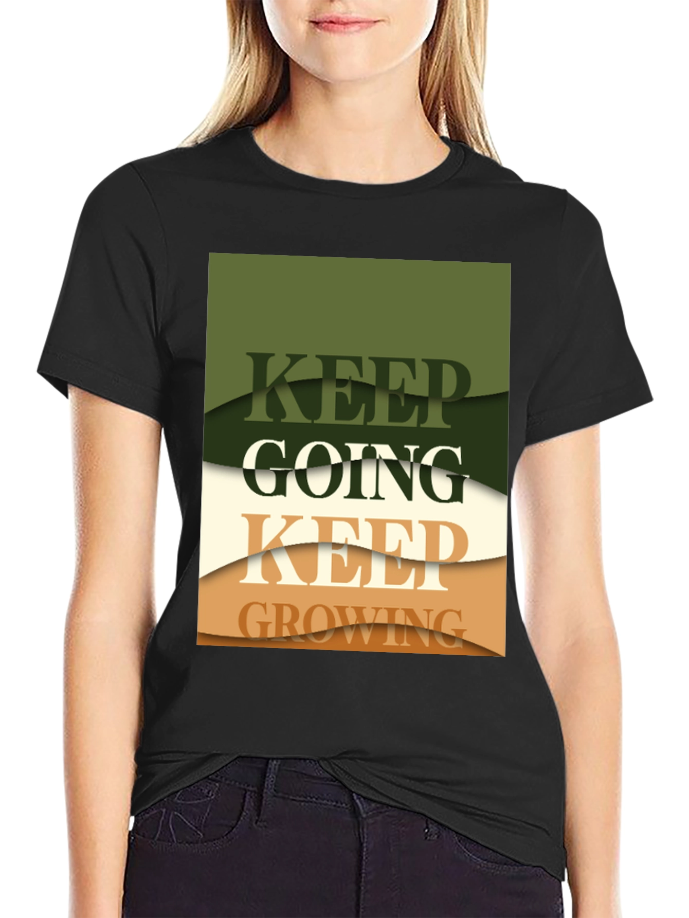 Keep Going Keep Growing Black Graphic Tee