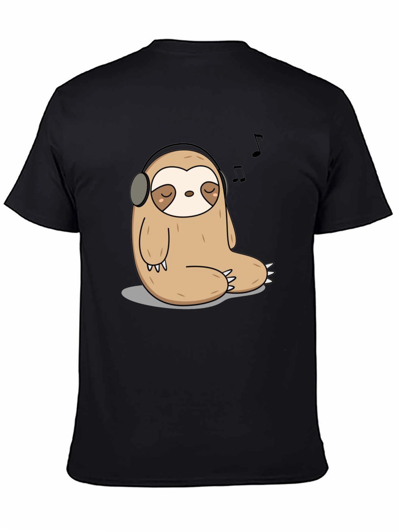 Relaxed Sloth in Headphones Graphic T-Shirt