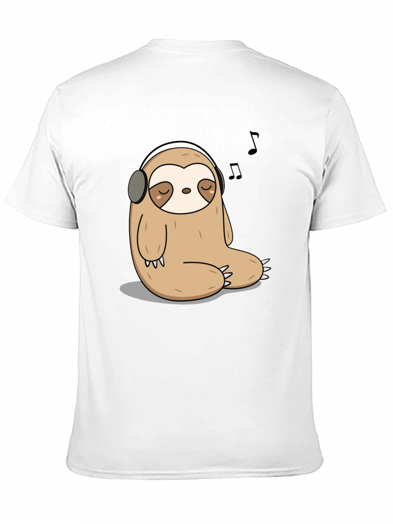 Relaxed Sloth in Headphones Graphic T-Shirt