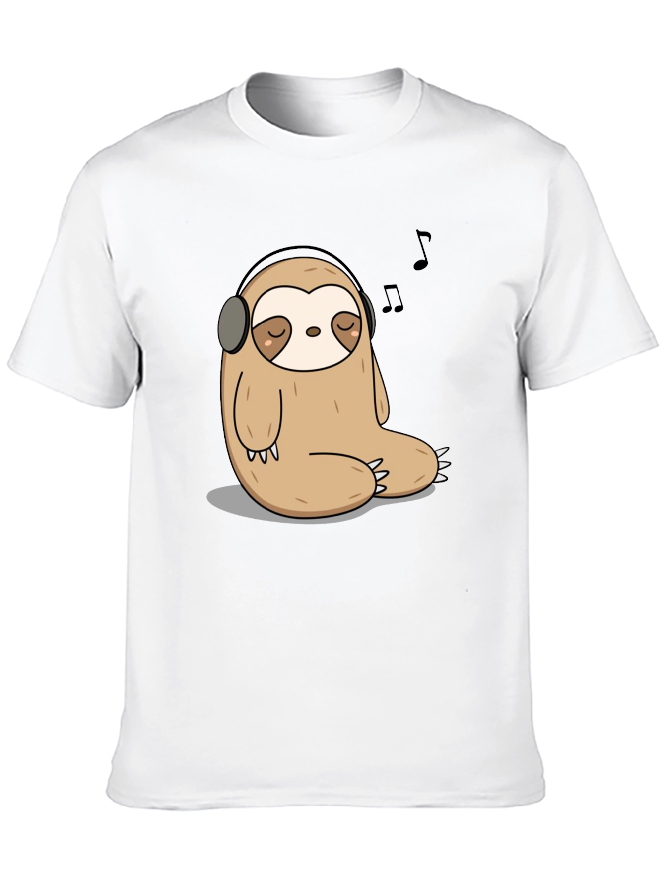 Relaxed Sloth in Headphones Graphic T-Shirt