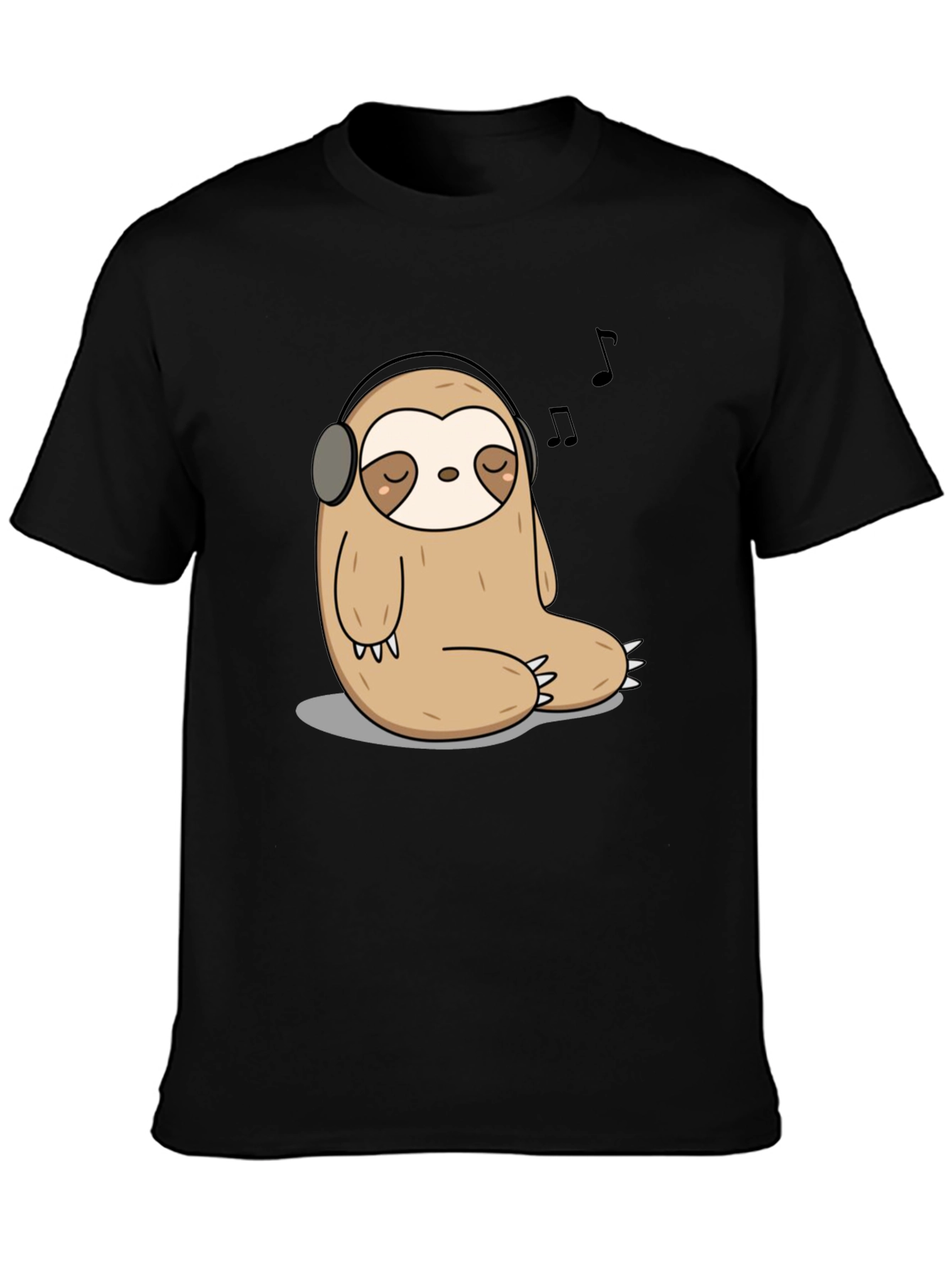 Relaxed Sloth in Headphones Graphic T-Shirt