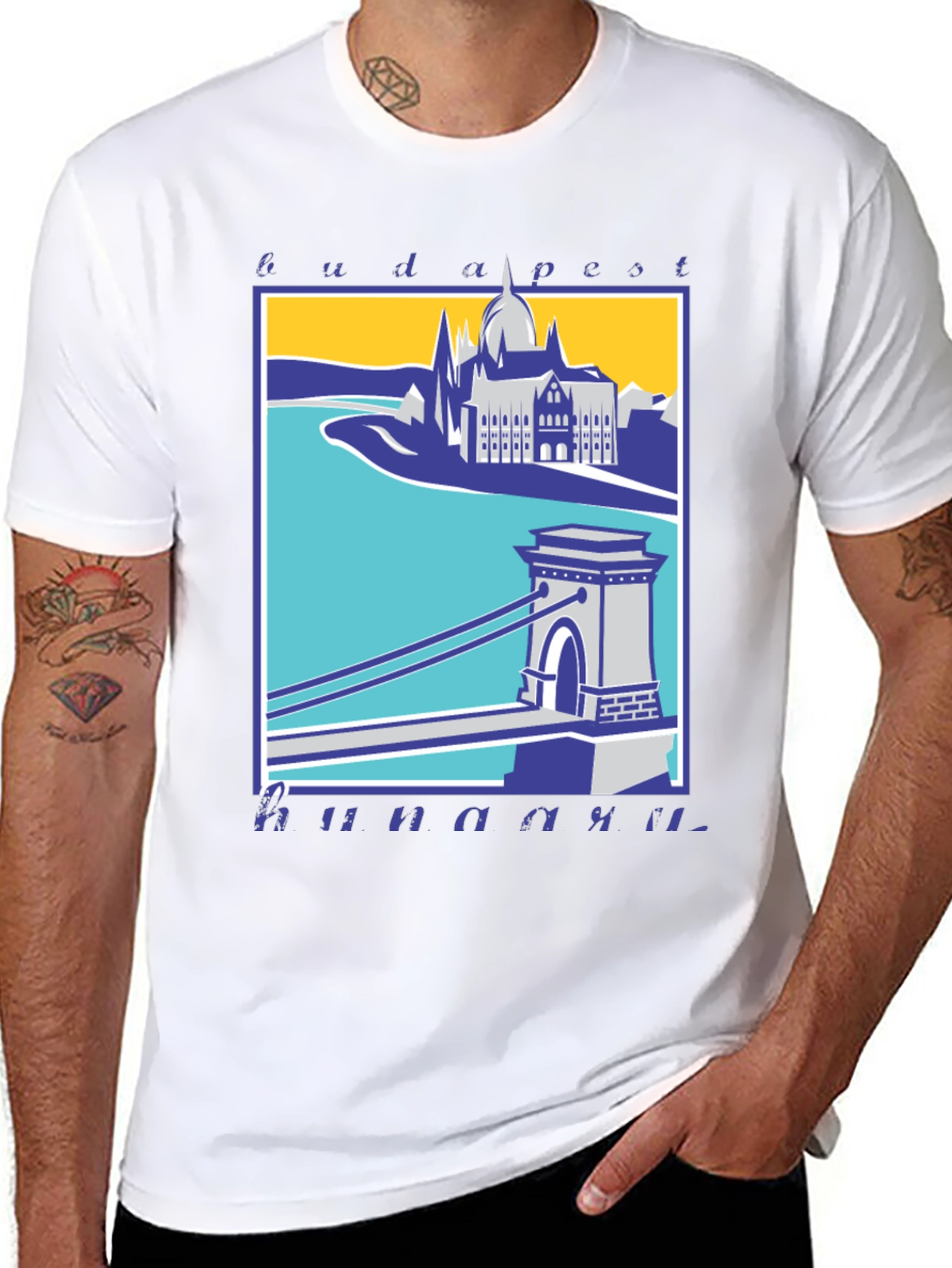 Budapest T-Shirt - Széchenyi Chain Bridge Graphic Tee