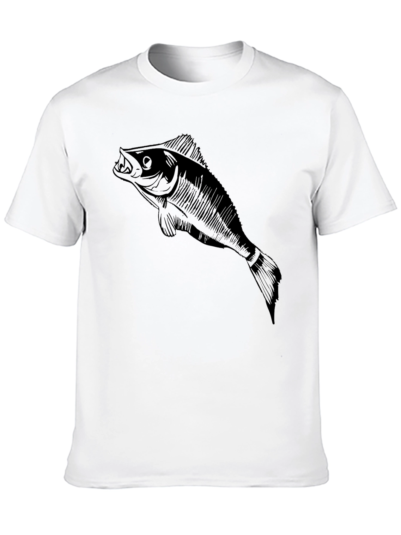 Mens Black T-Shirt with Fish Graphic