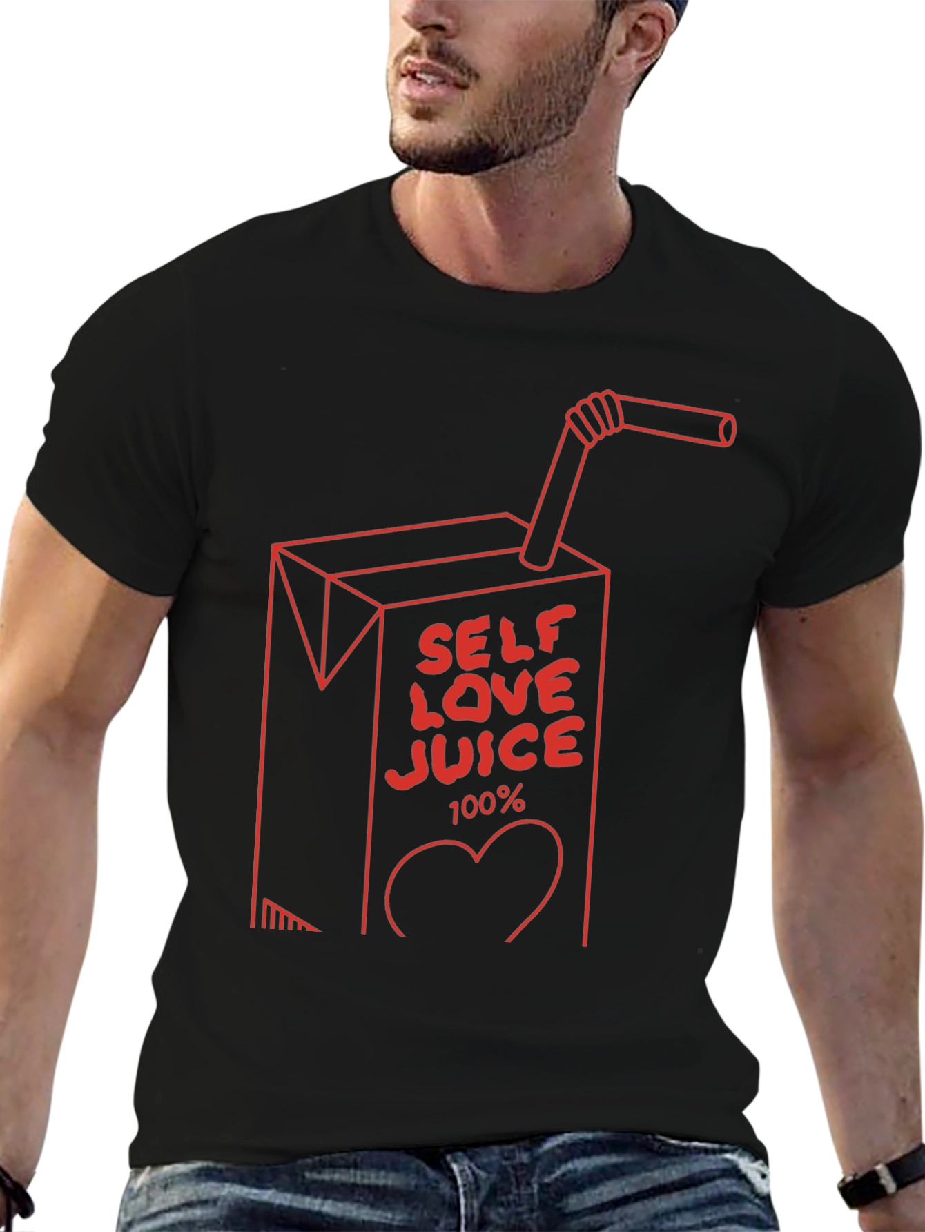 Self Love Juice Graphic Tee - Trendy Black T-Shirt