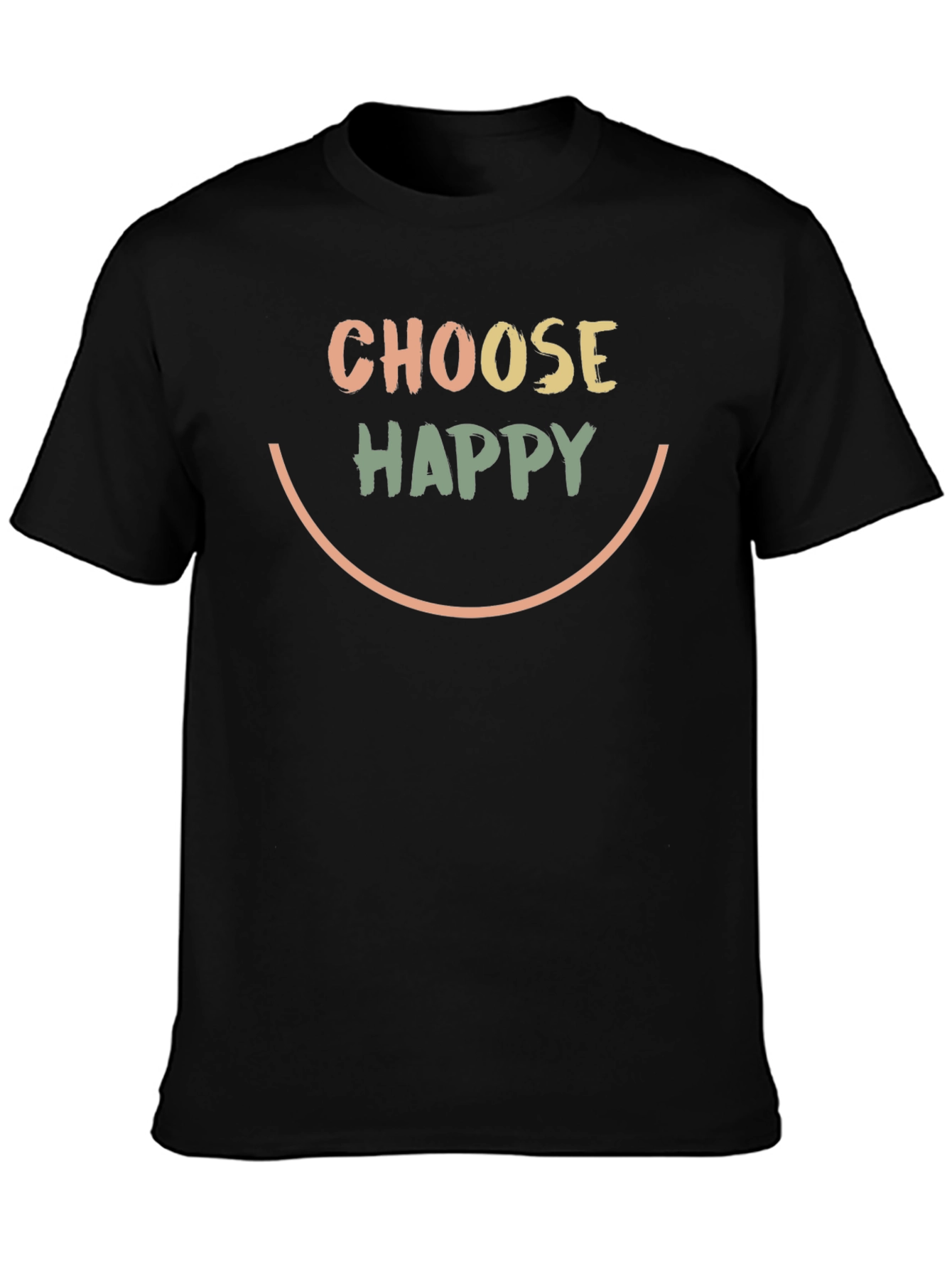 Choose Happy Graphic Tee - Black Cotton T-Shirt