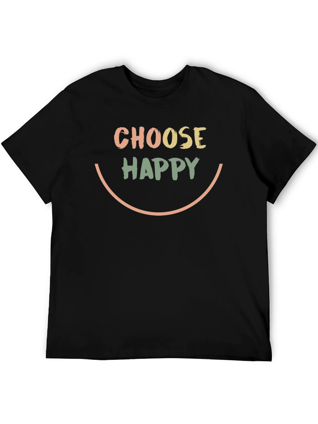 Choose Happy Graphic Tee - Black Cotton T-Shirt