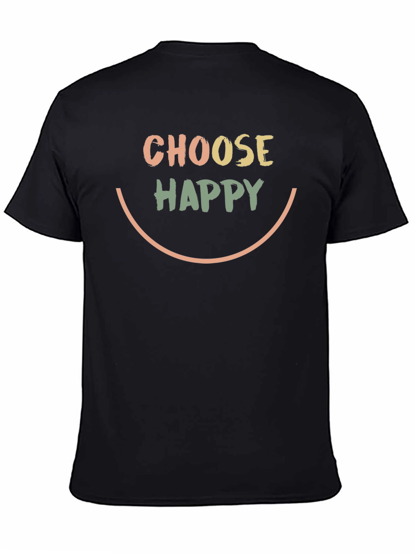 Choose Happy Graphic Tee - Black Cotton T-Shirt