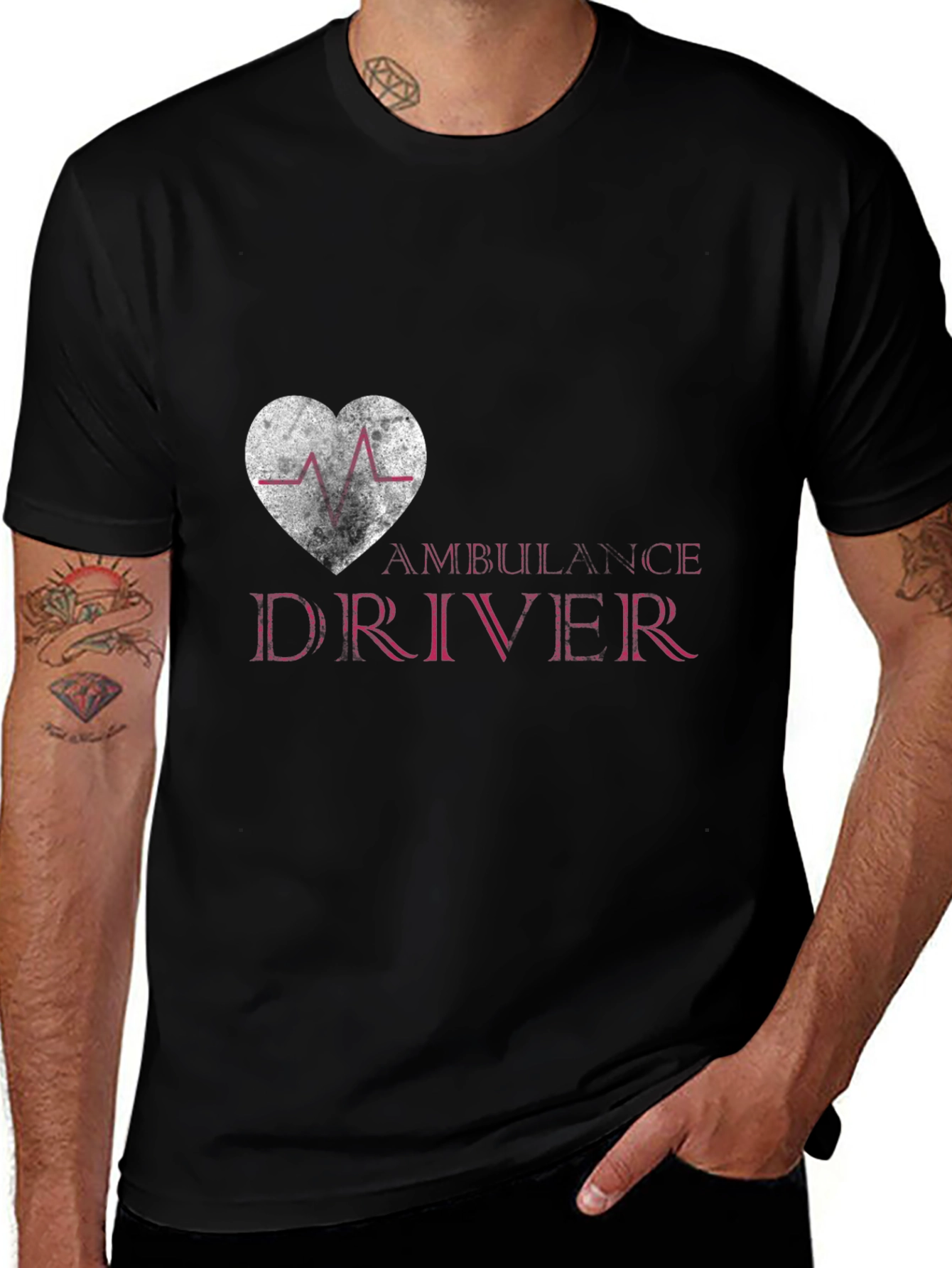 Ambulance Driver Heartbeat T-Shirt - Novelty Medical Tee