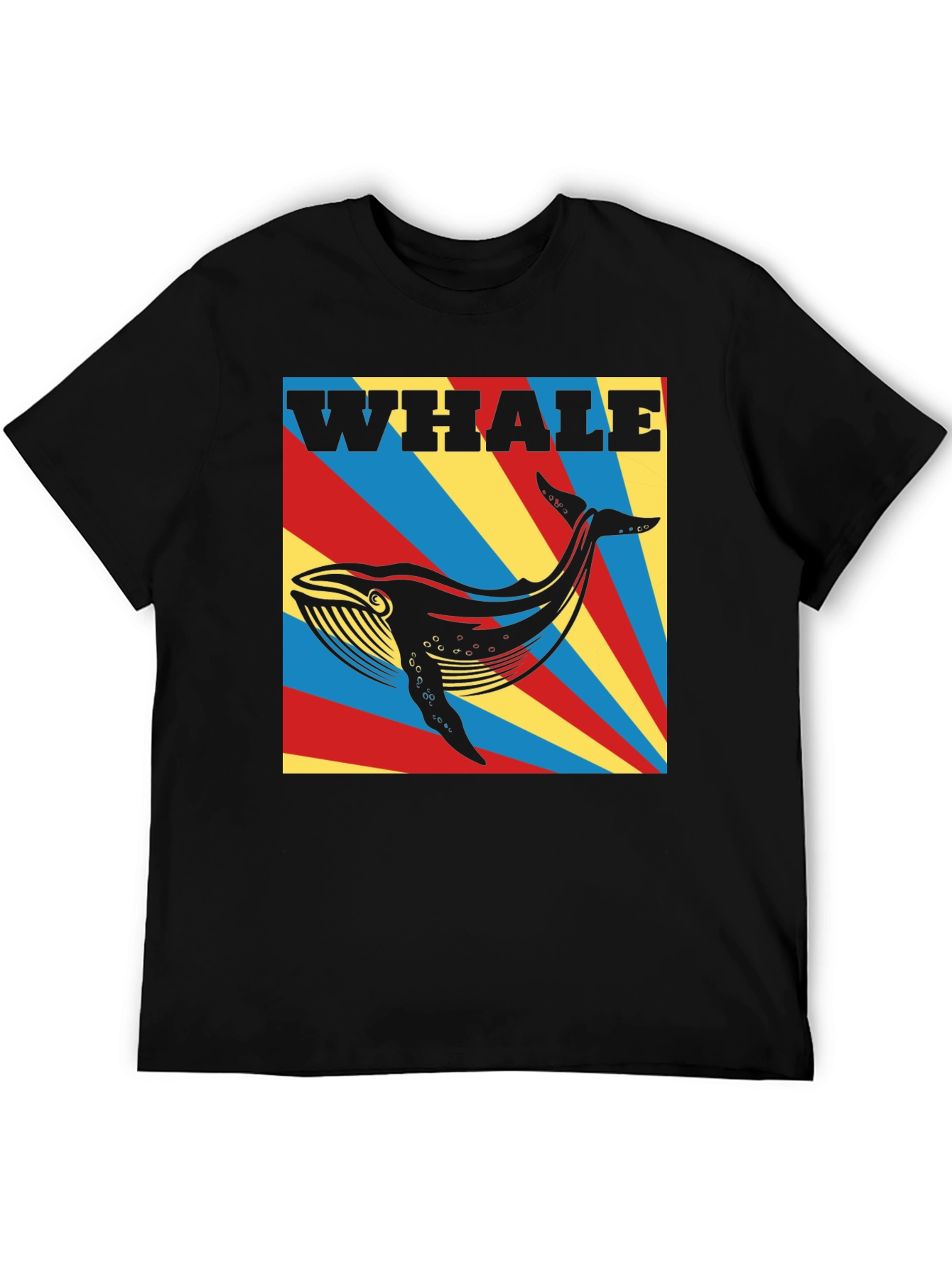 Whale Graphic Print Black T-Shirt