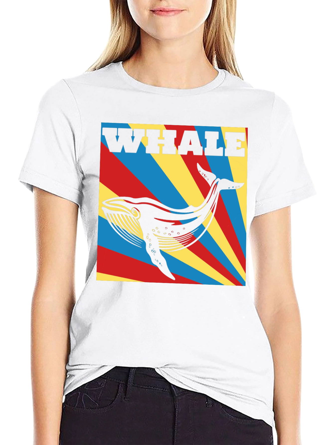 Whale Graphic Print Black T-Shirt